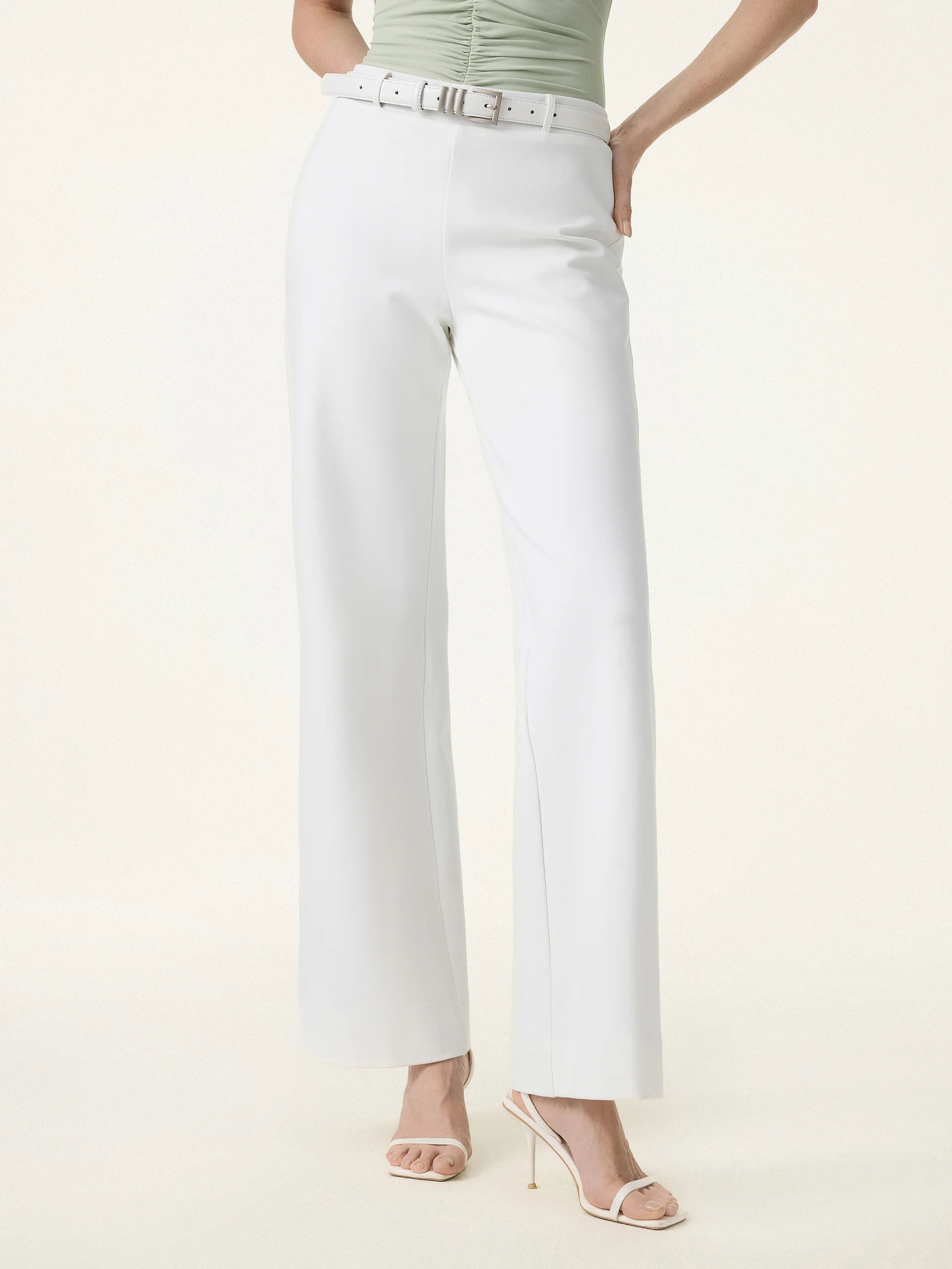 2Pcs Set Cowl Asymmetrical Tucked Top & Wide Leg Pants with Pockets - Image 15