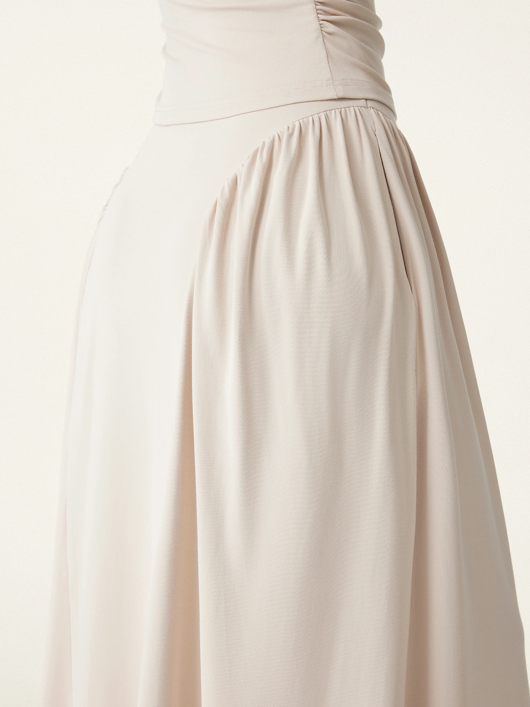 2Pcs Set Faux Button Placket Shirt Tank & Flared Midi Skirt with Pockets - Image 15