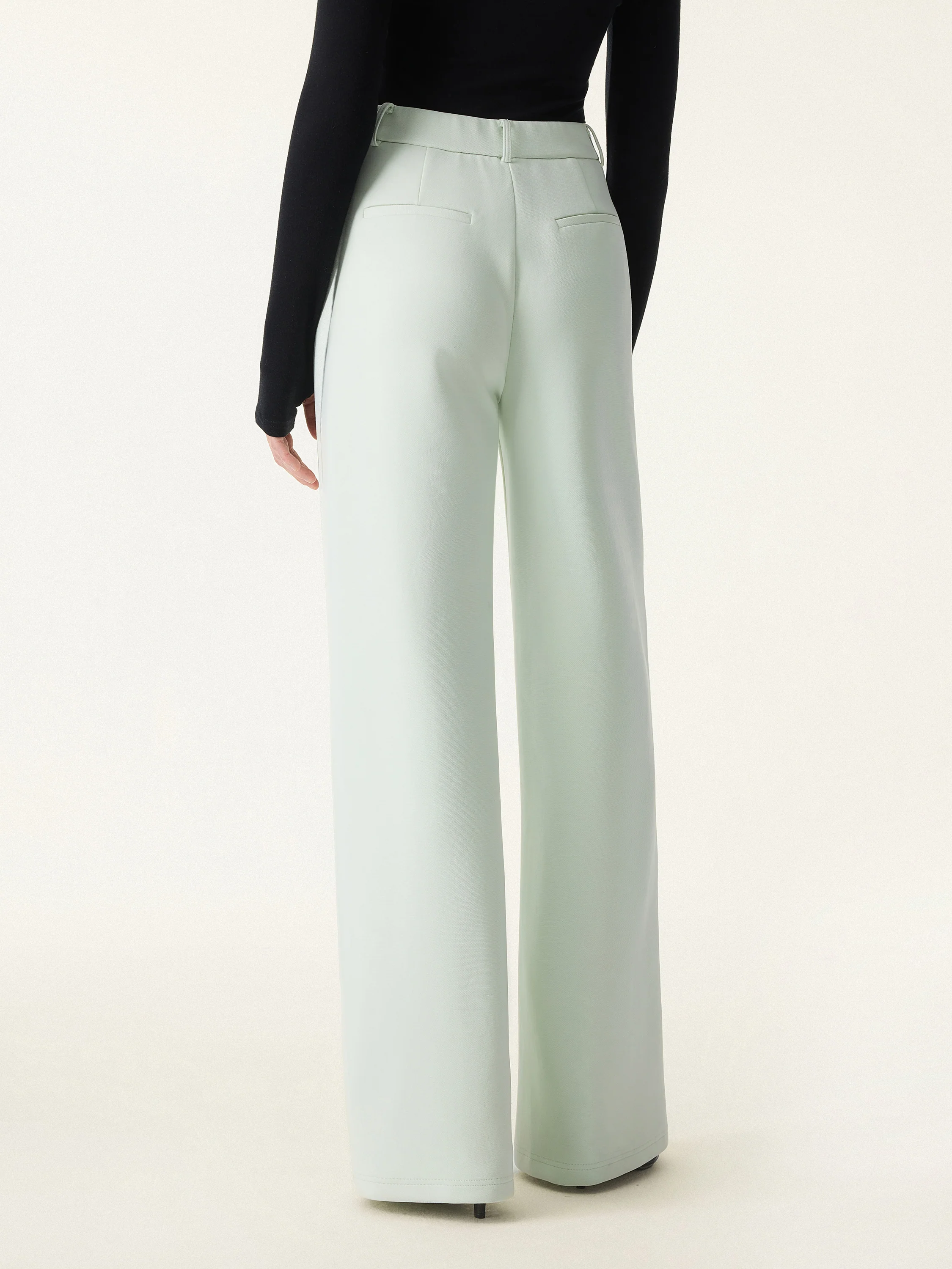 2Pcs Set Mockneck Cropped Bra Top & Slimming High Rise Wide Leg Pant - Image 14
