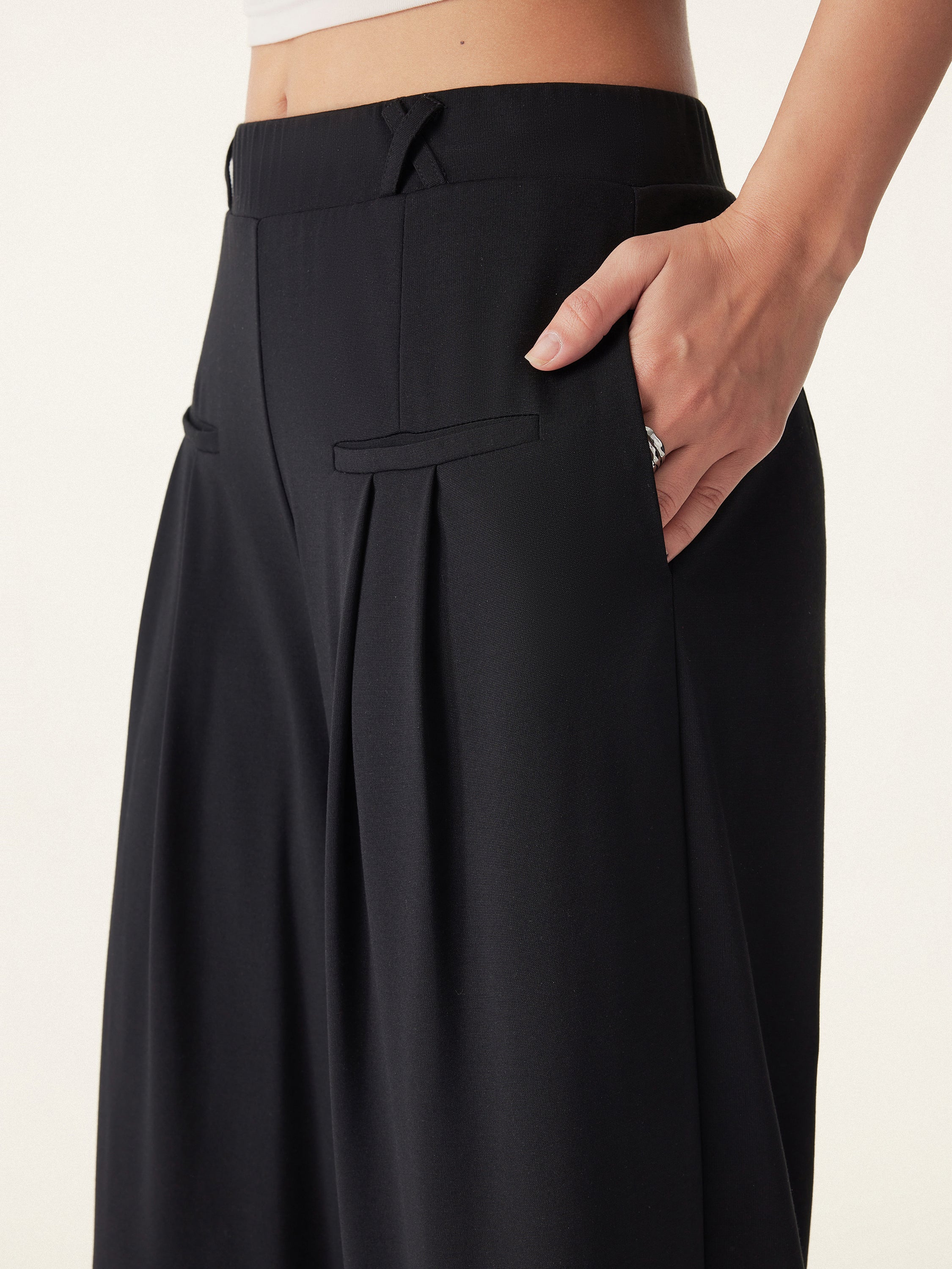 2Pcs Set Open Back Bra Tank & Mid Rise Wide Leg Trouser with Pockets - Image 12