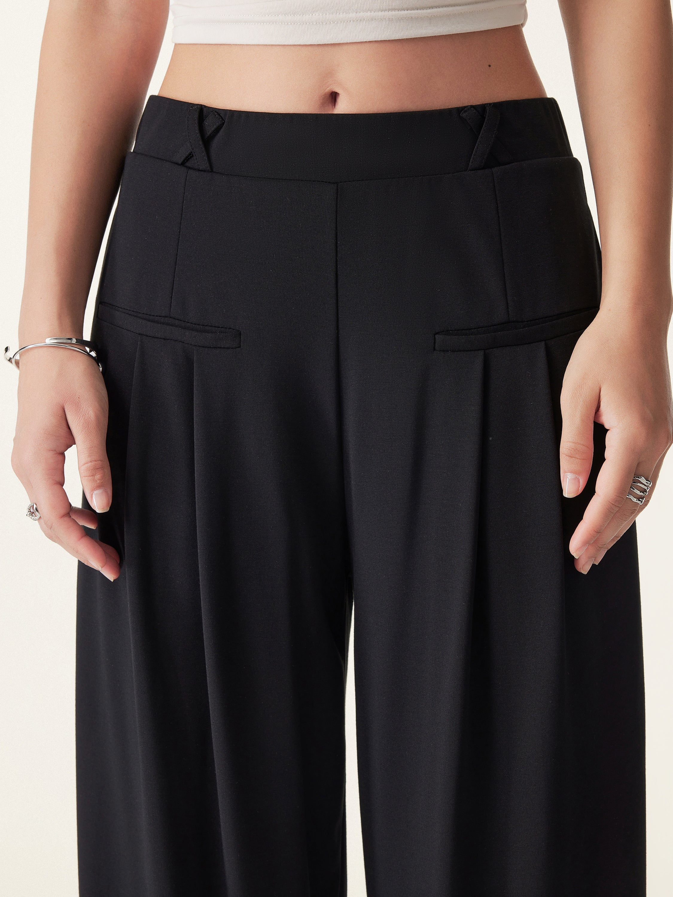 2Pcs Set Open Back Bra Tank & Mid Rise Wide Leg Trouser with Pockets - Image 13