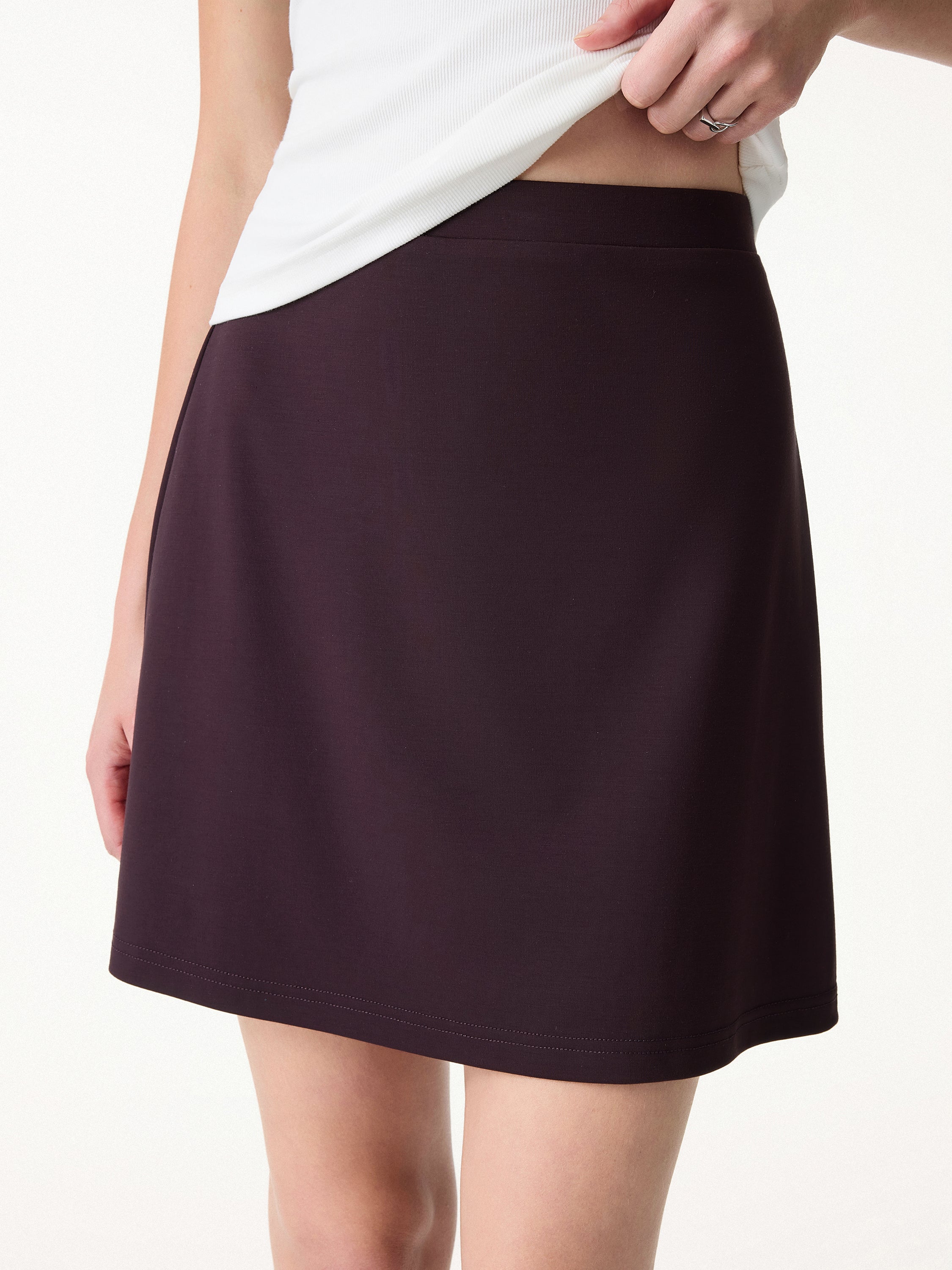 2Pcs Set Tucked Asymmetrical Hem Top & A-Line Pull-On Skirt - Image 12