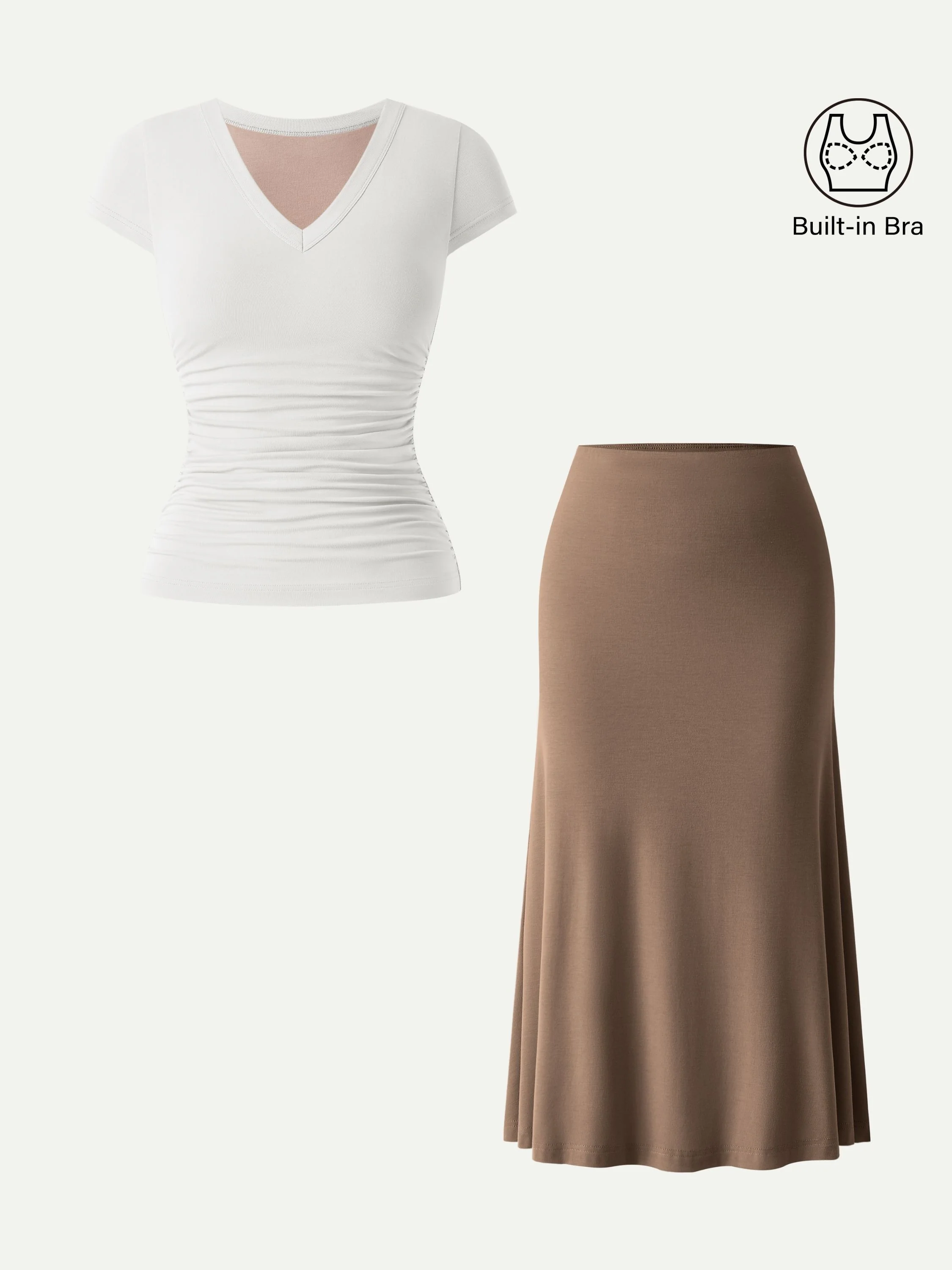 Elevated V-neck Side Ruched Cap Sleeve Bra Tee - Image 5