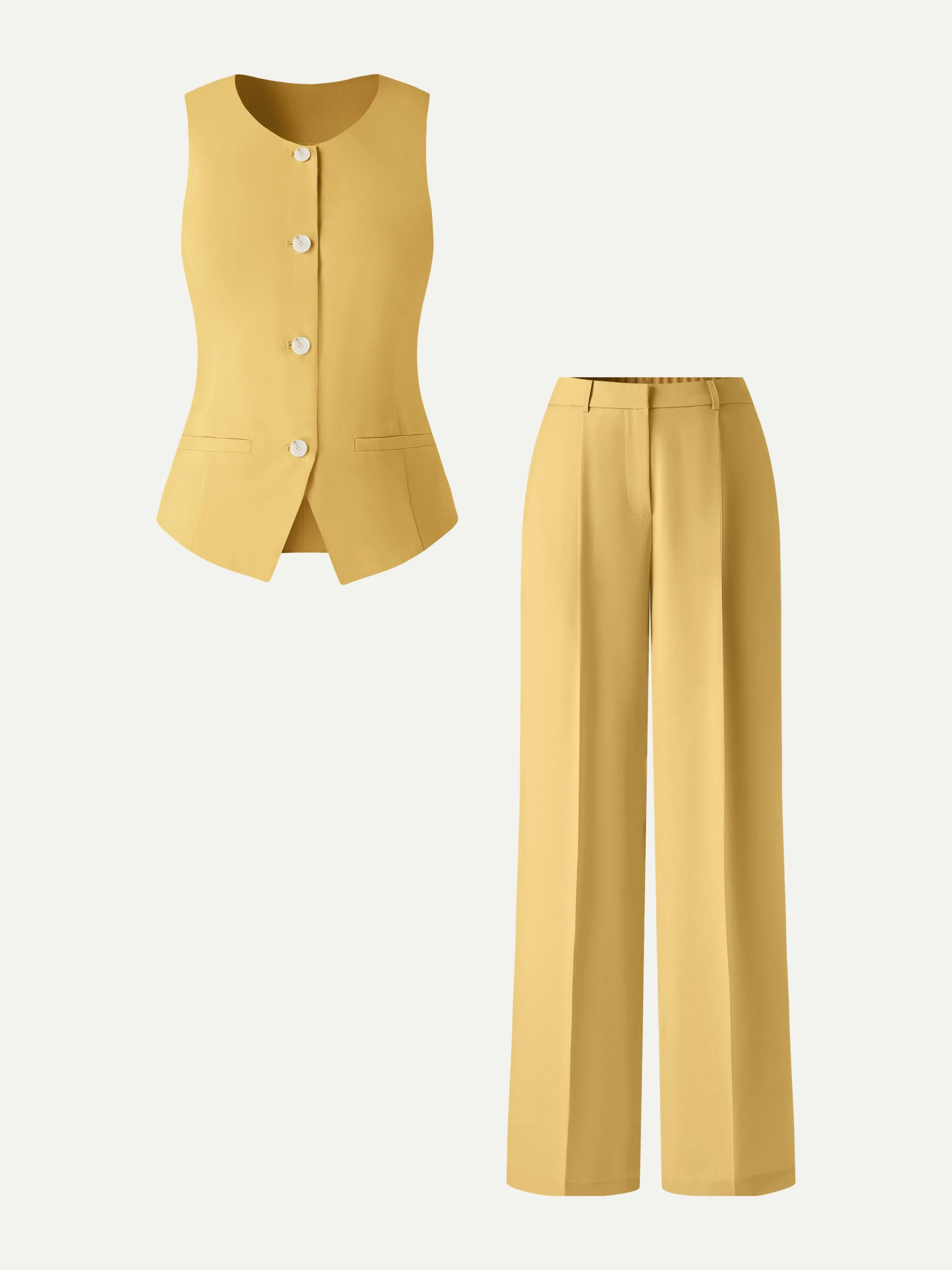 2Pcs Set Waistcoat with Pockets & Wide Leg Pant - Image 5