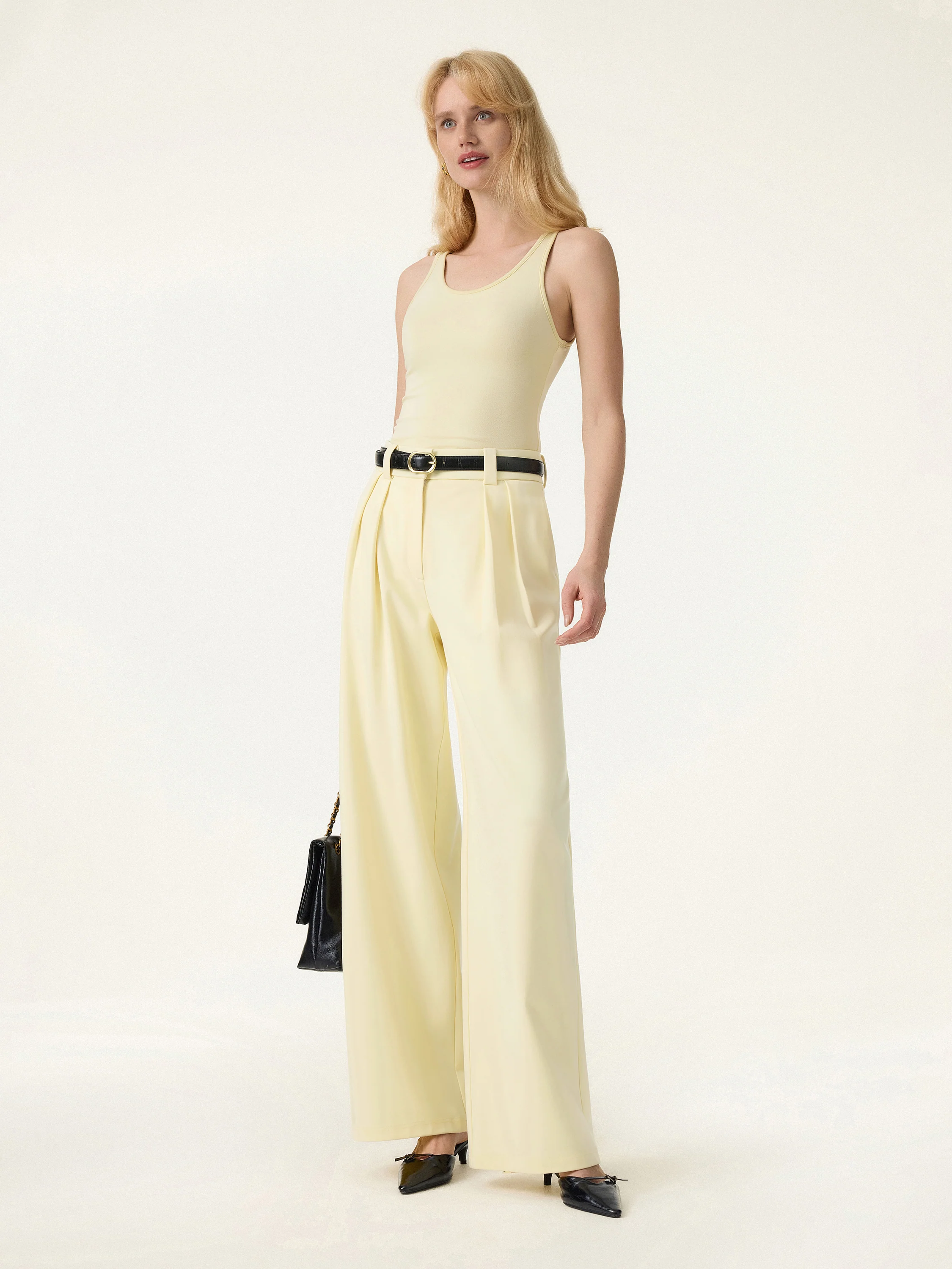 4-Way Stretch Drapey Mid Rise Wide Leg Work Pant - Image 5