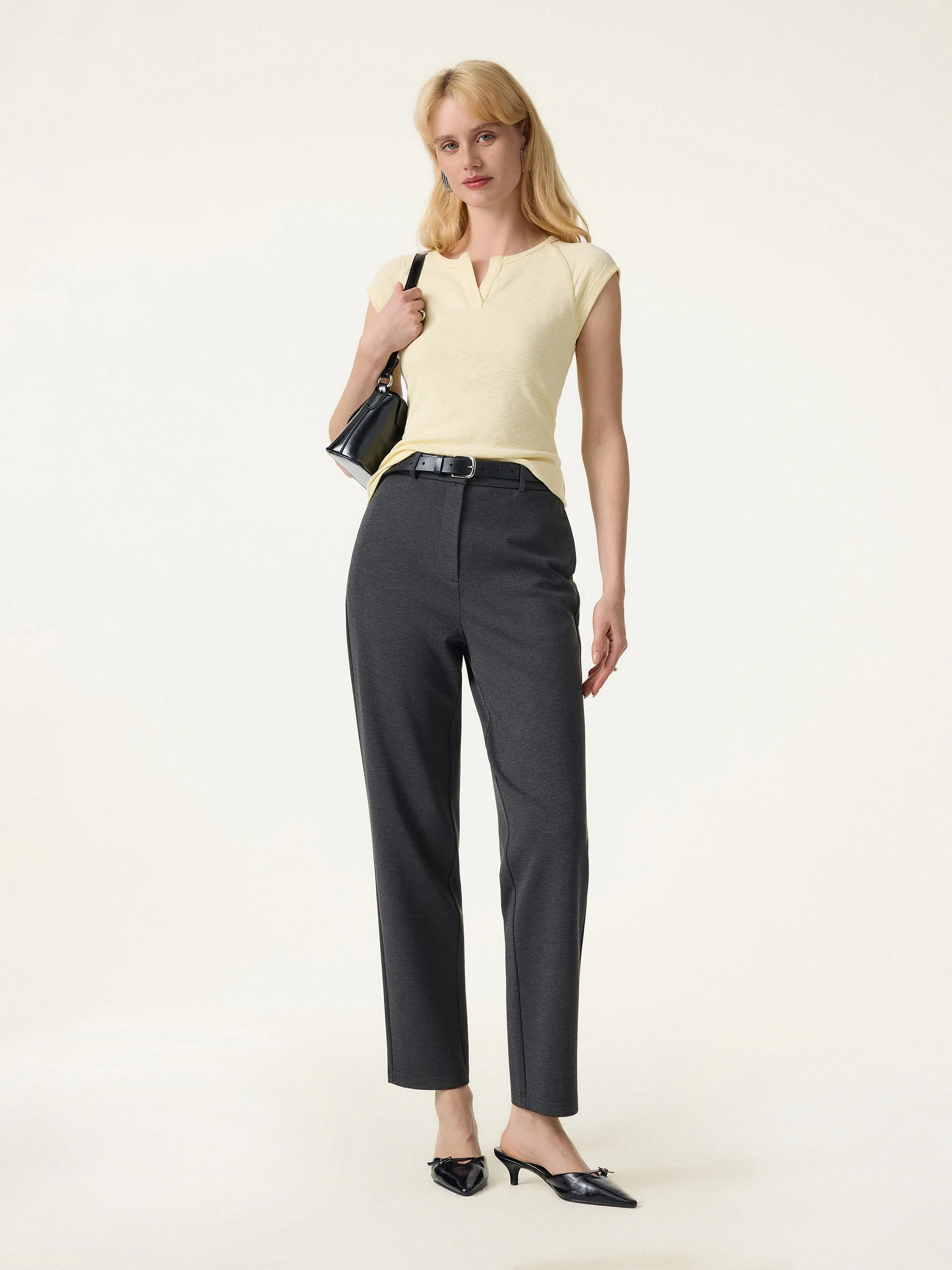 4-Way Stretch High Rise Tapered Leg Pant with Pockets - Image 5