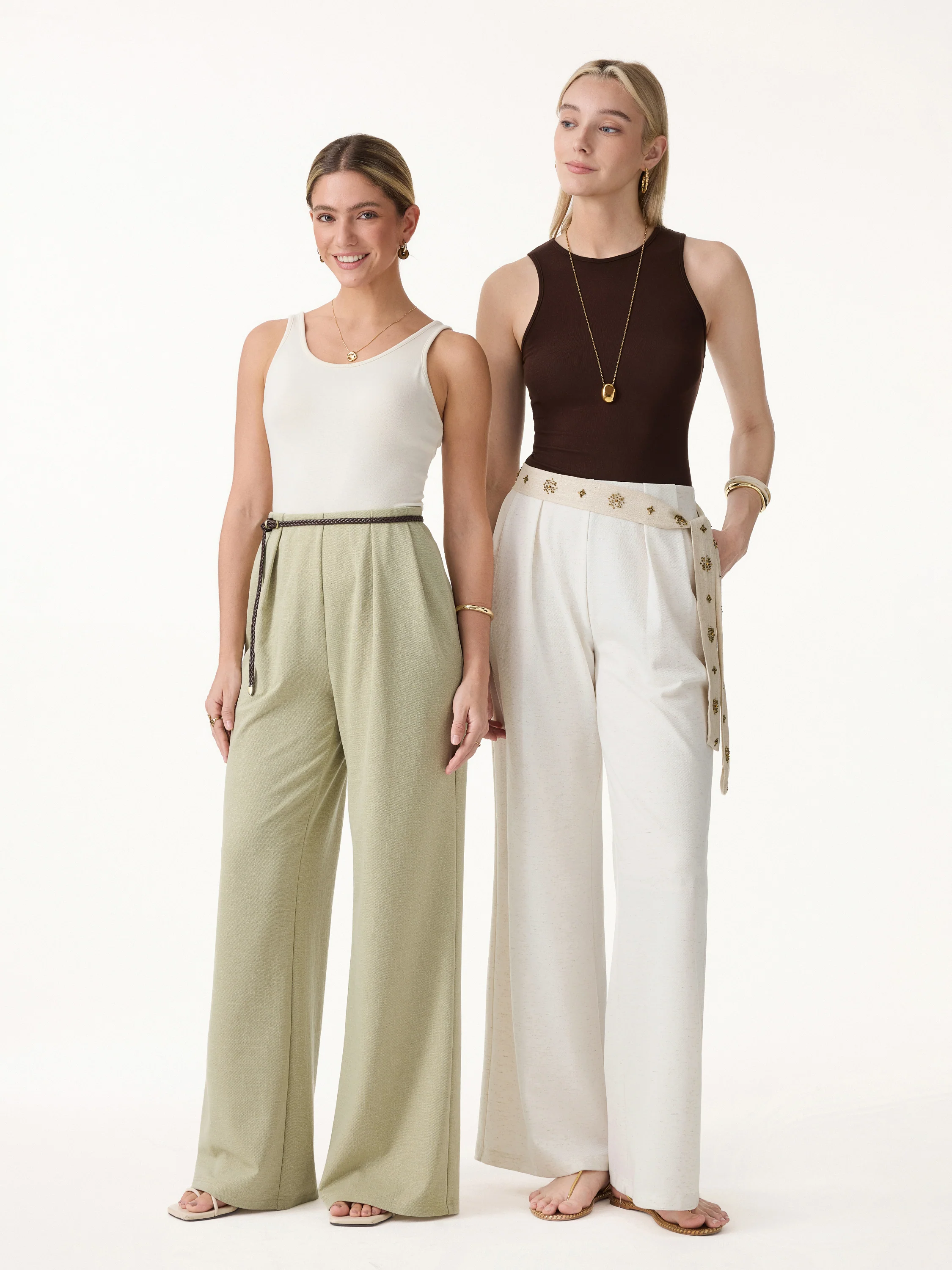 Airy Stretch Linen Wide Flare Pant with Pockets - Image 2