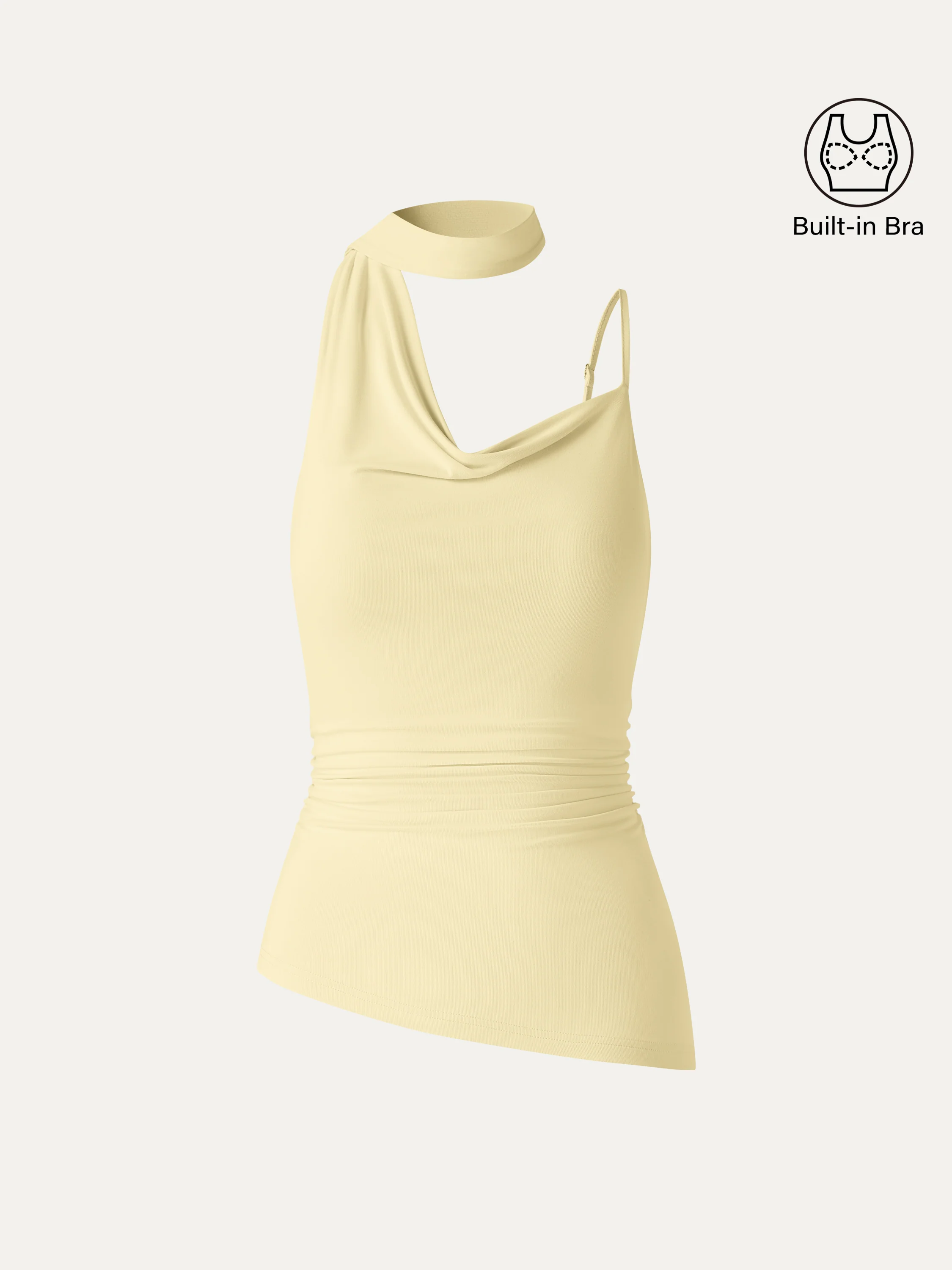Asymmetrical Cowl Neck Ruched Spaghetti Bra Top - Image 12