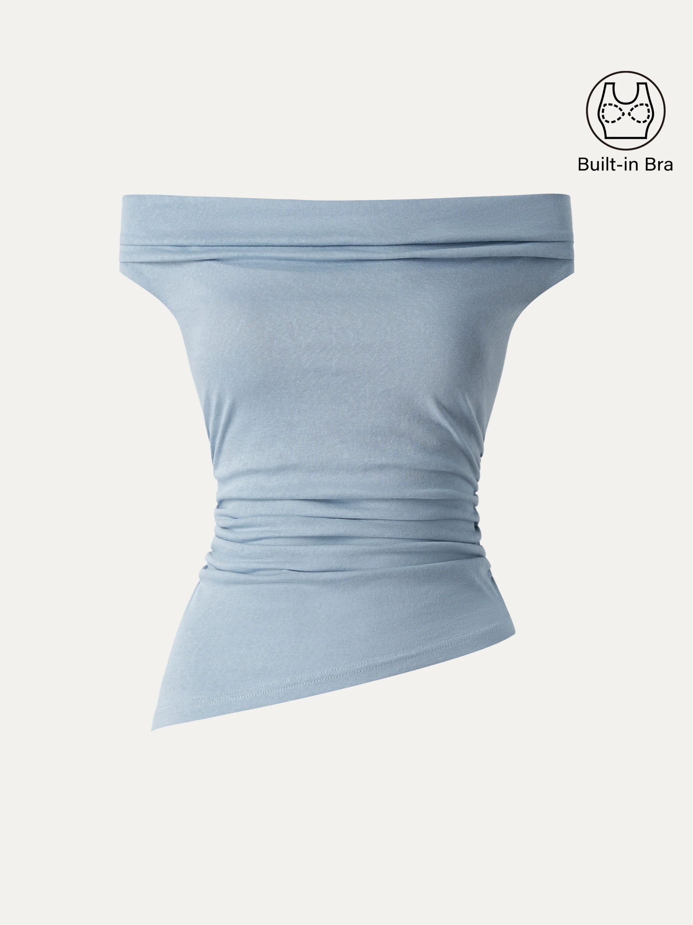 Off Shoulder Cotton-Linen Gathered New Airy Bra Tank - Image 2