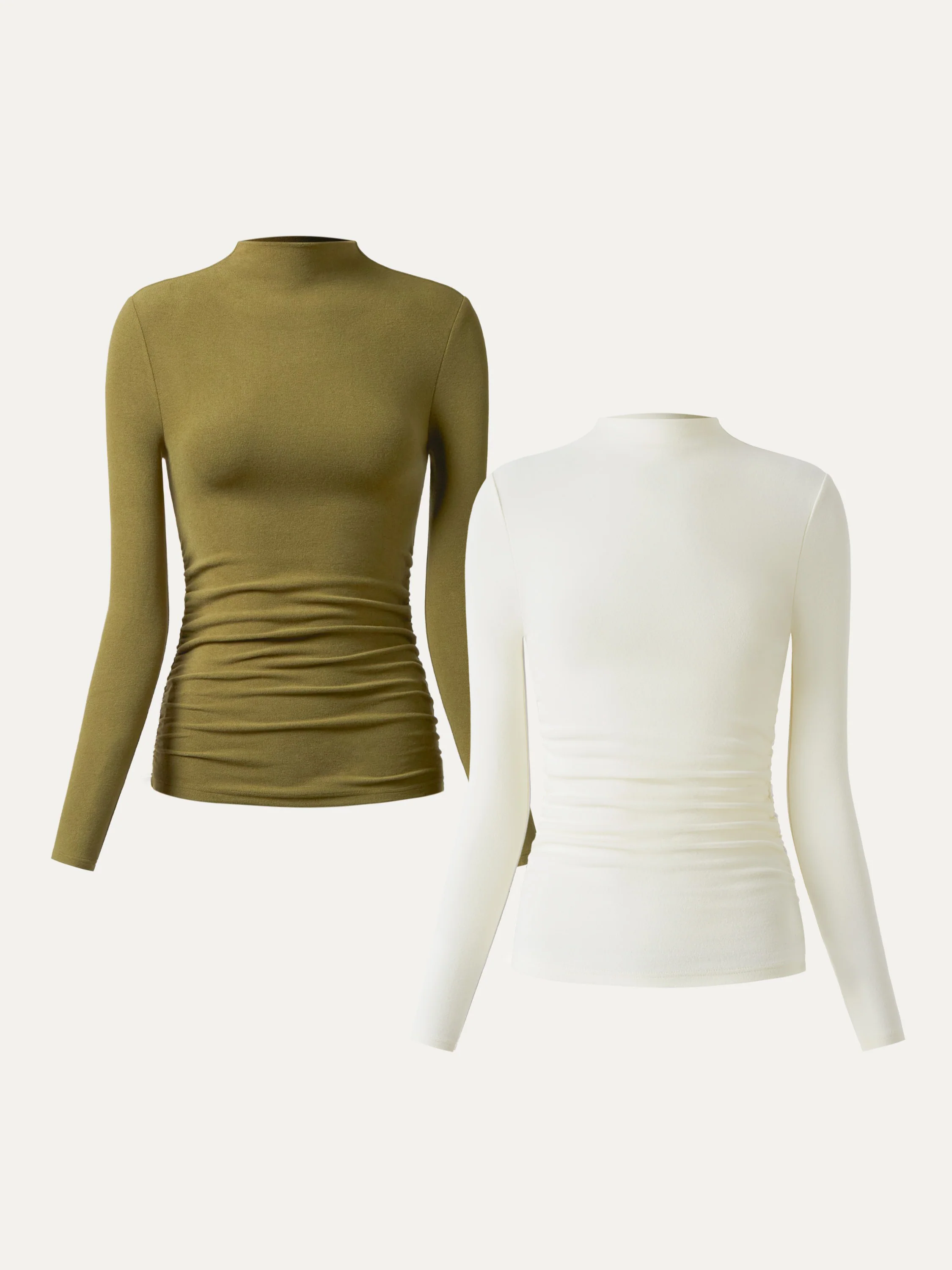 Thermal Ruched Sides Tuckable Mockneck Top - Image 26