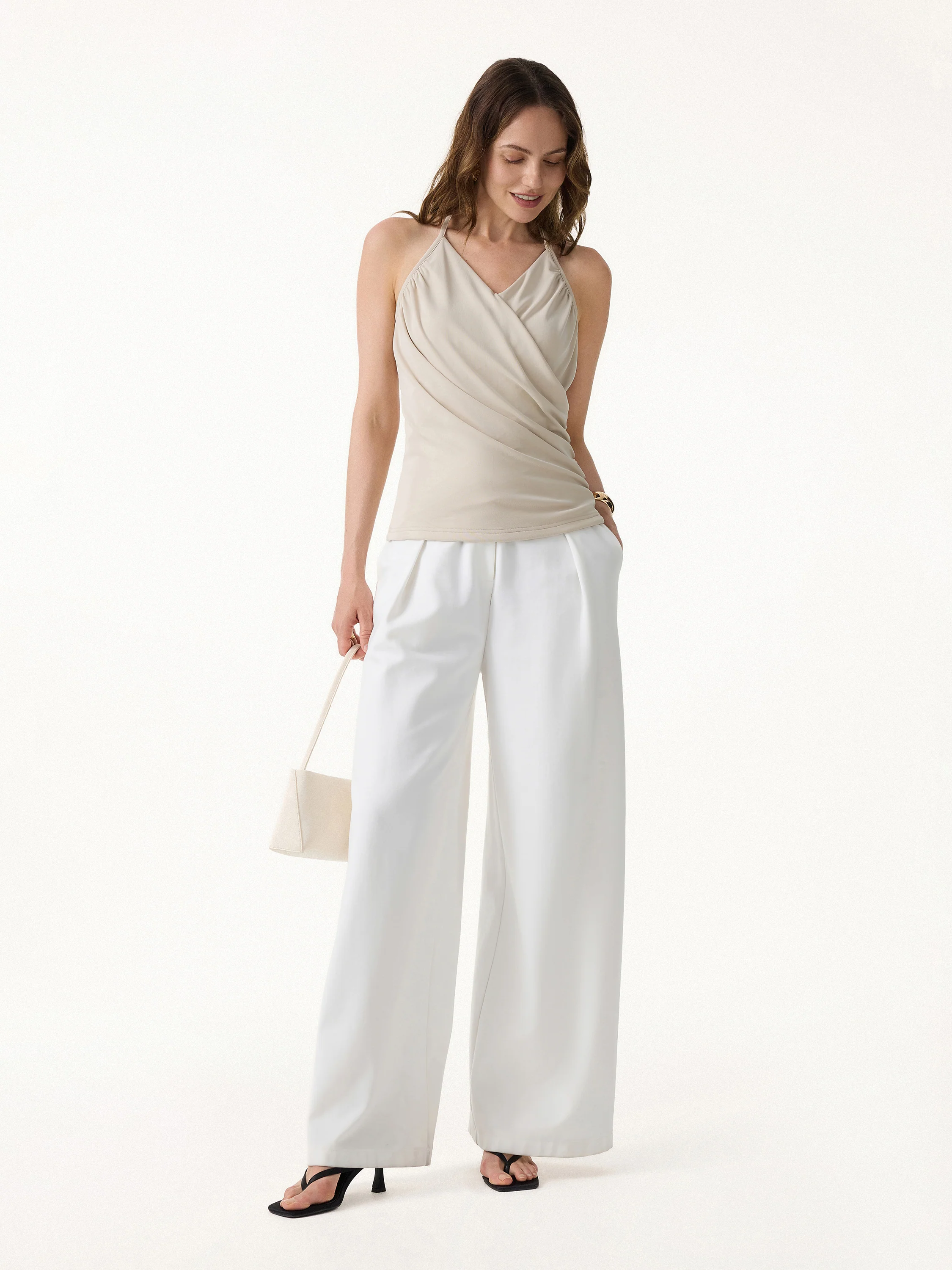 Halter Neck Surplice Ruched Bra Top - Image 3