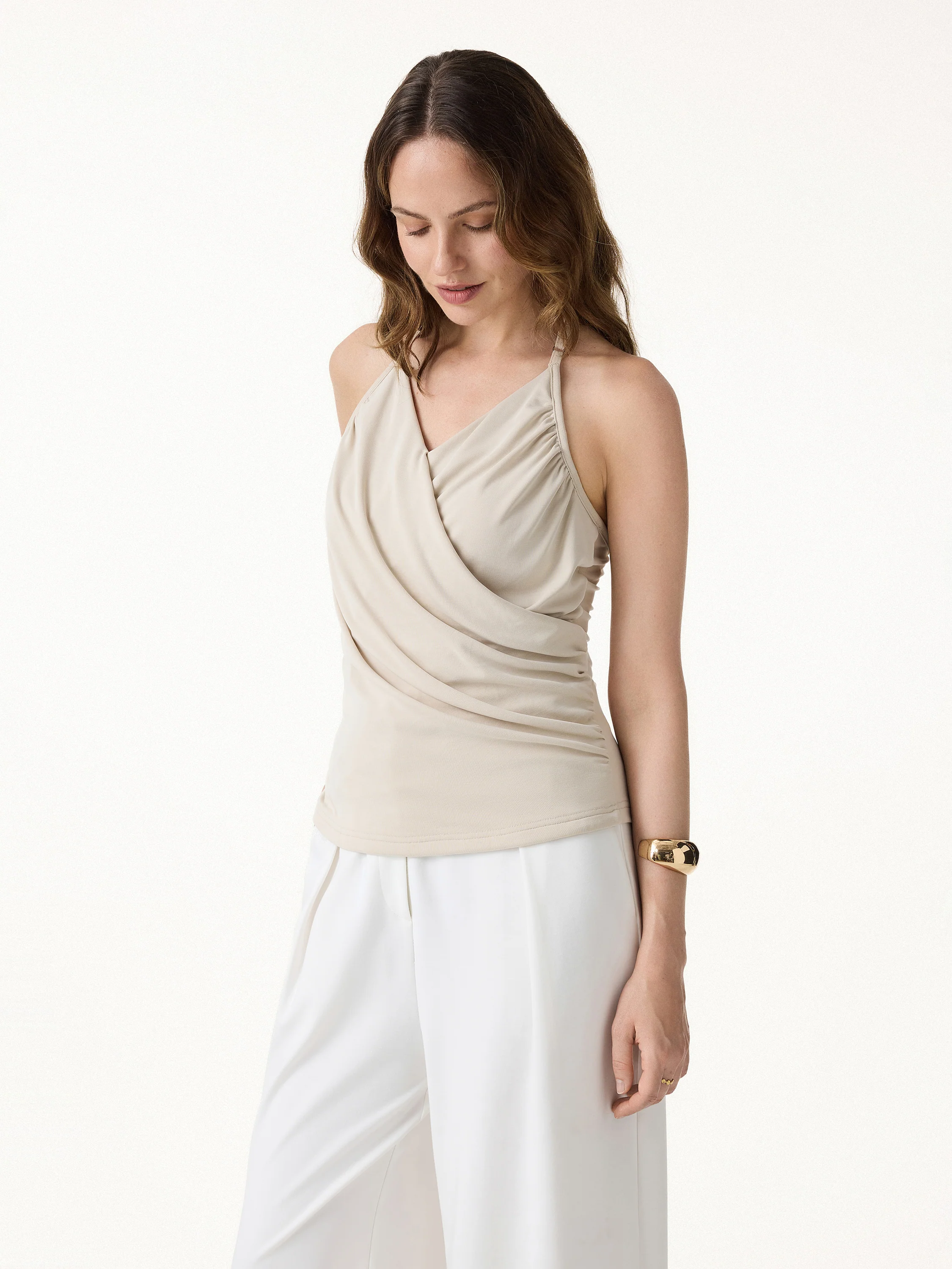 Halter Neck Surplice Ruched Bra Top - Image 6
