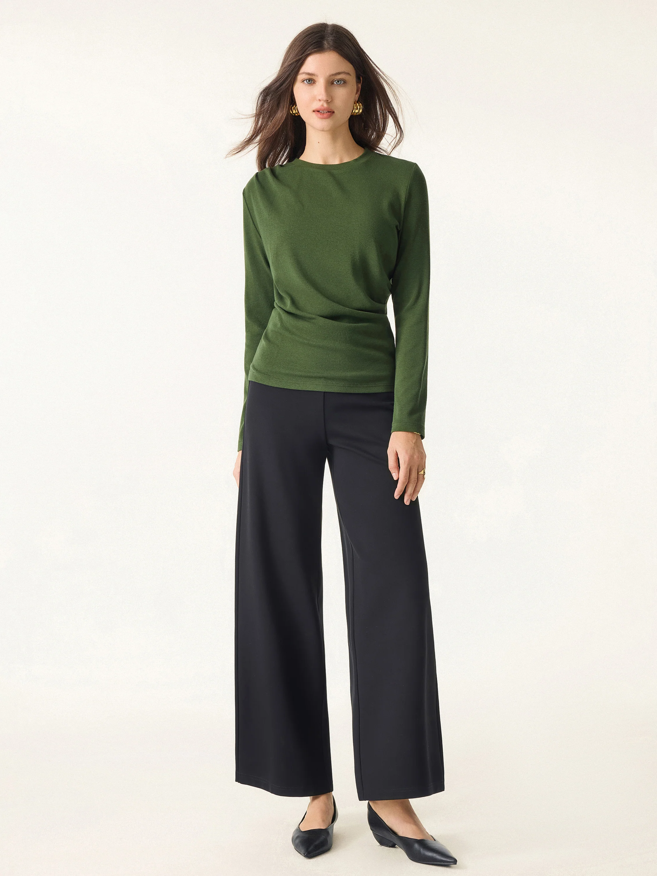 Light Warm Crewneck Tucked Top