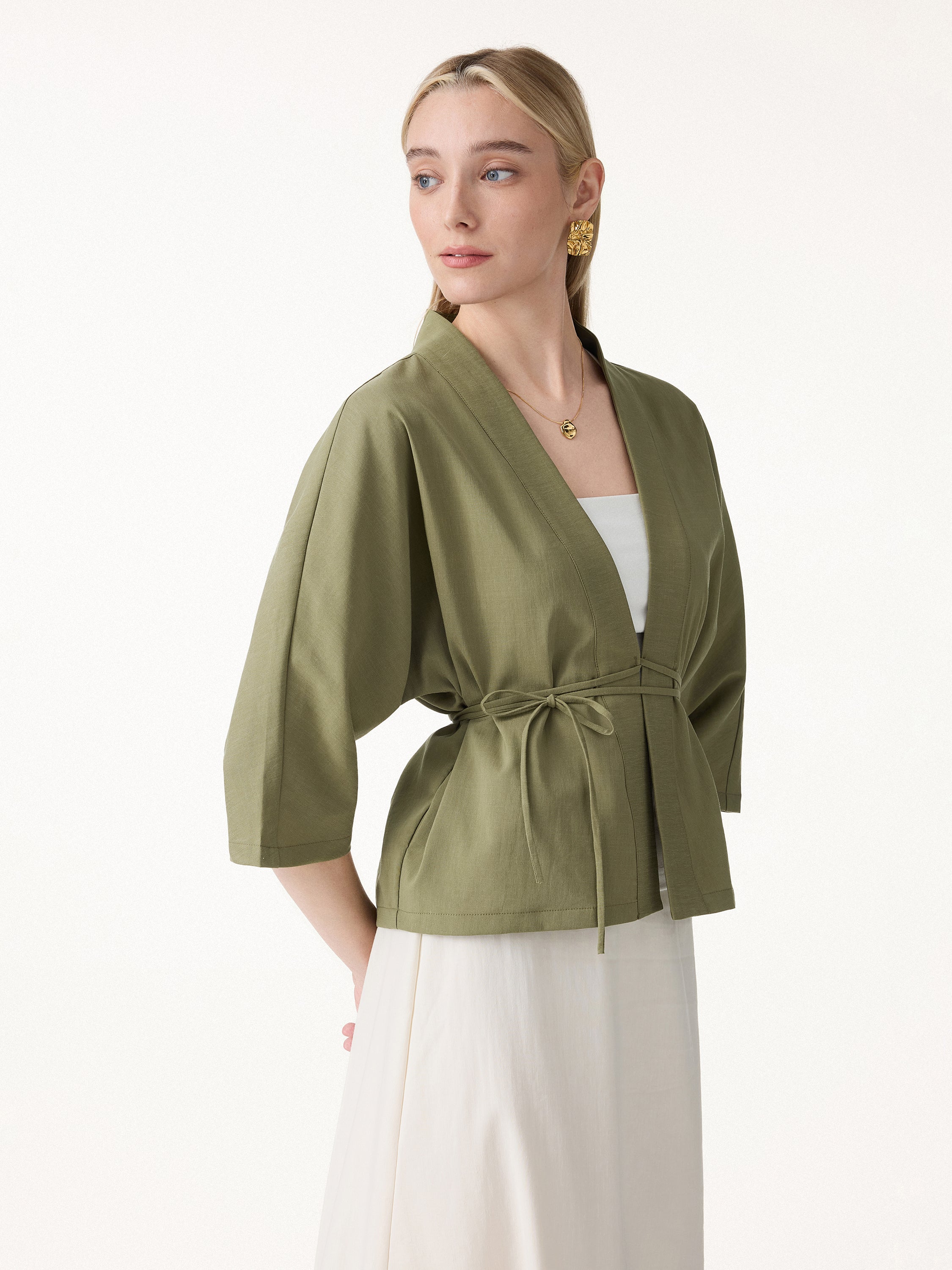 Lyocell-Linen 3/4 Sleeve Cardigan
