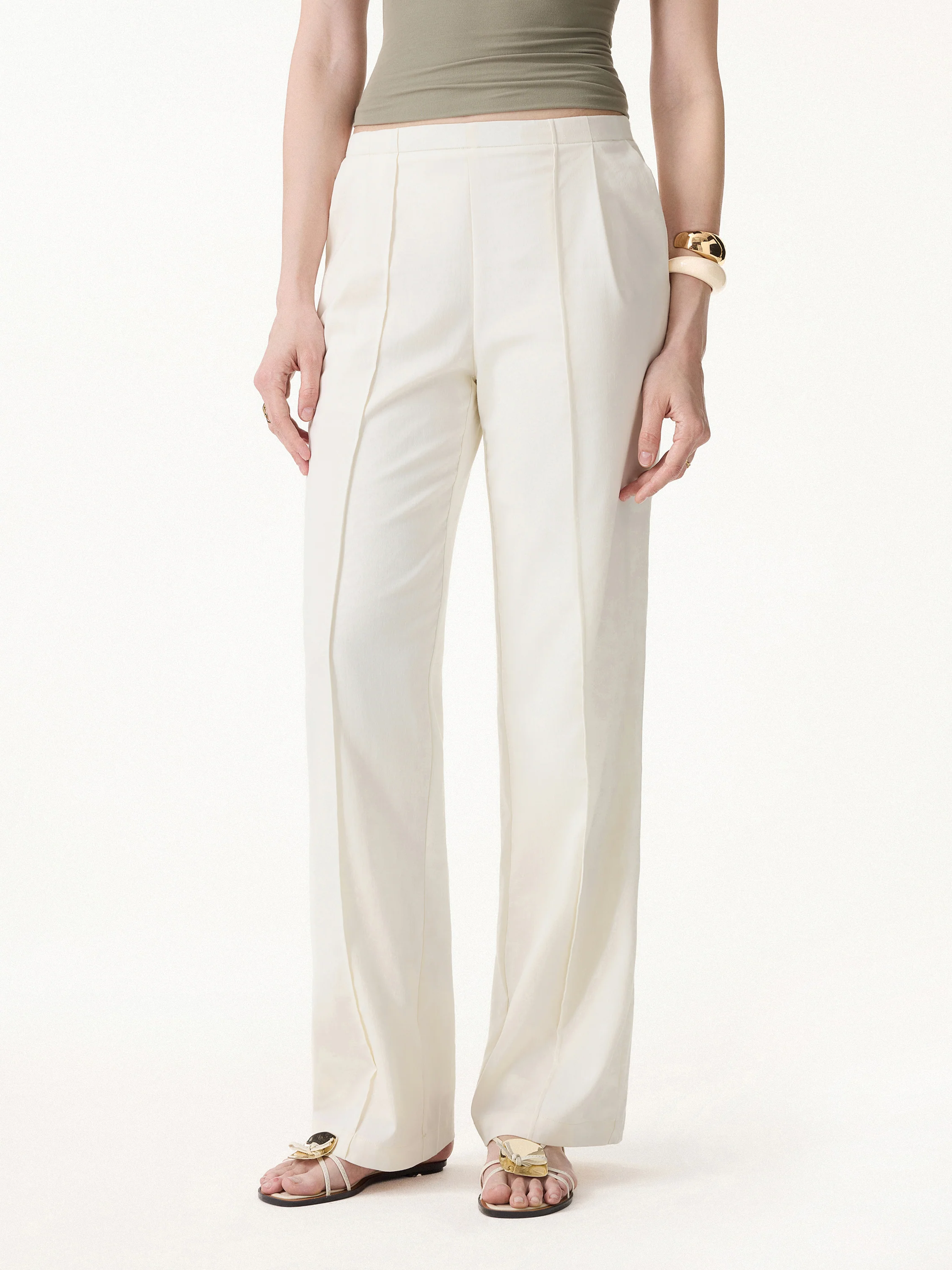 Lyocell-Linen Pintuck Wide Leg Vacay Pant - Image 6