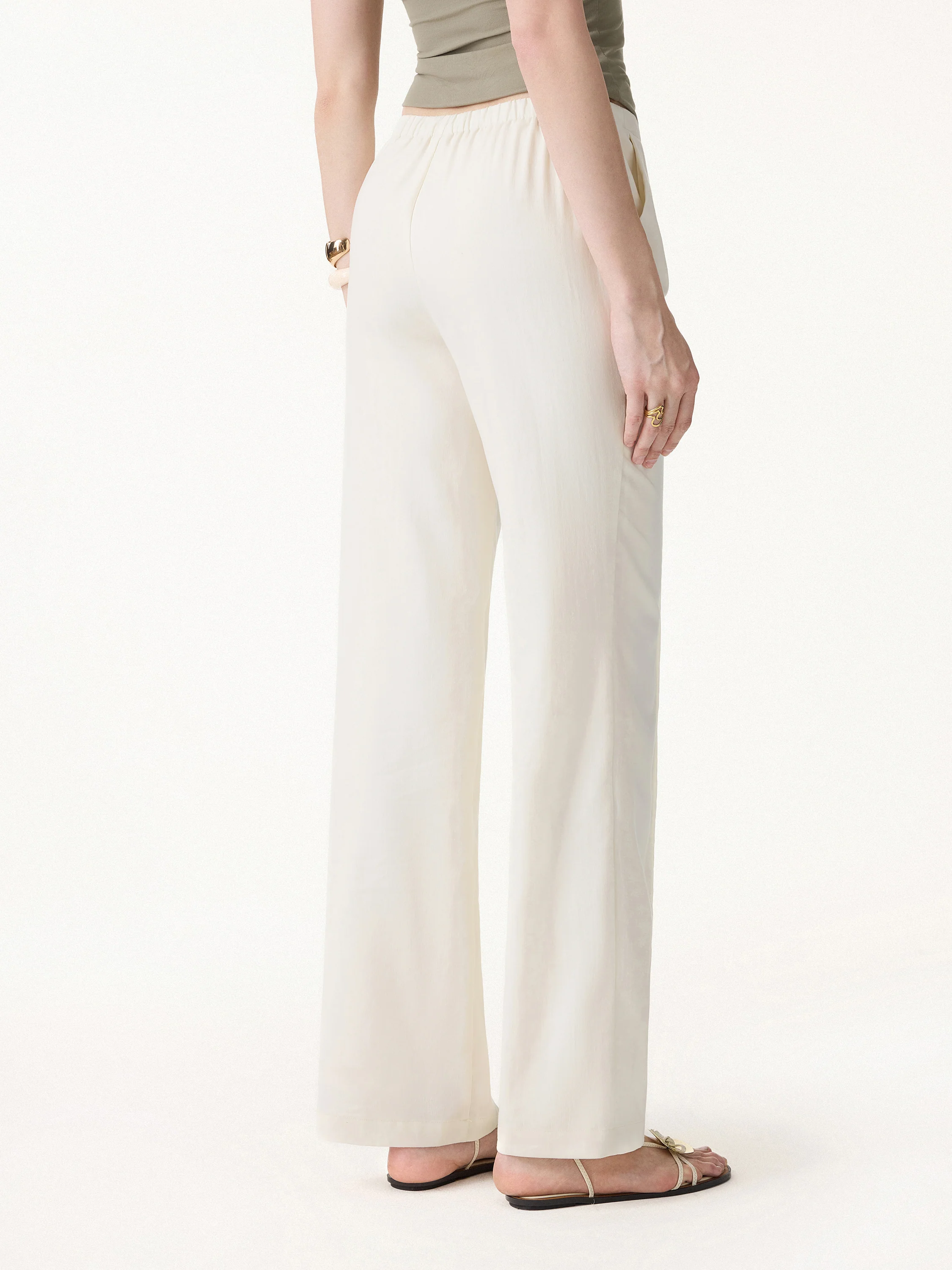 Lyocell-Linen Pintuck Wide Leg Vacay Pant - Image 8