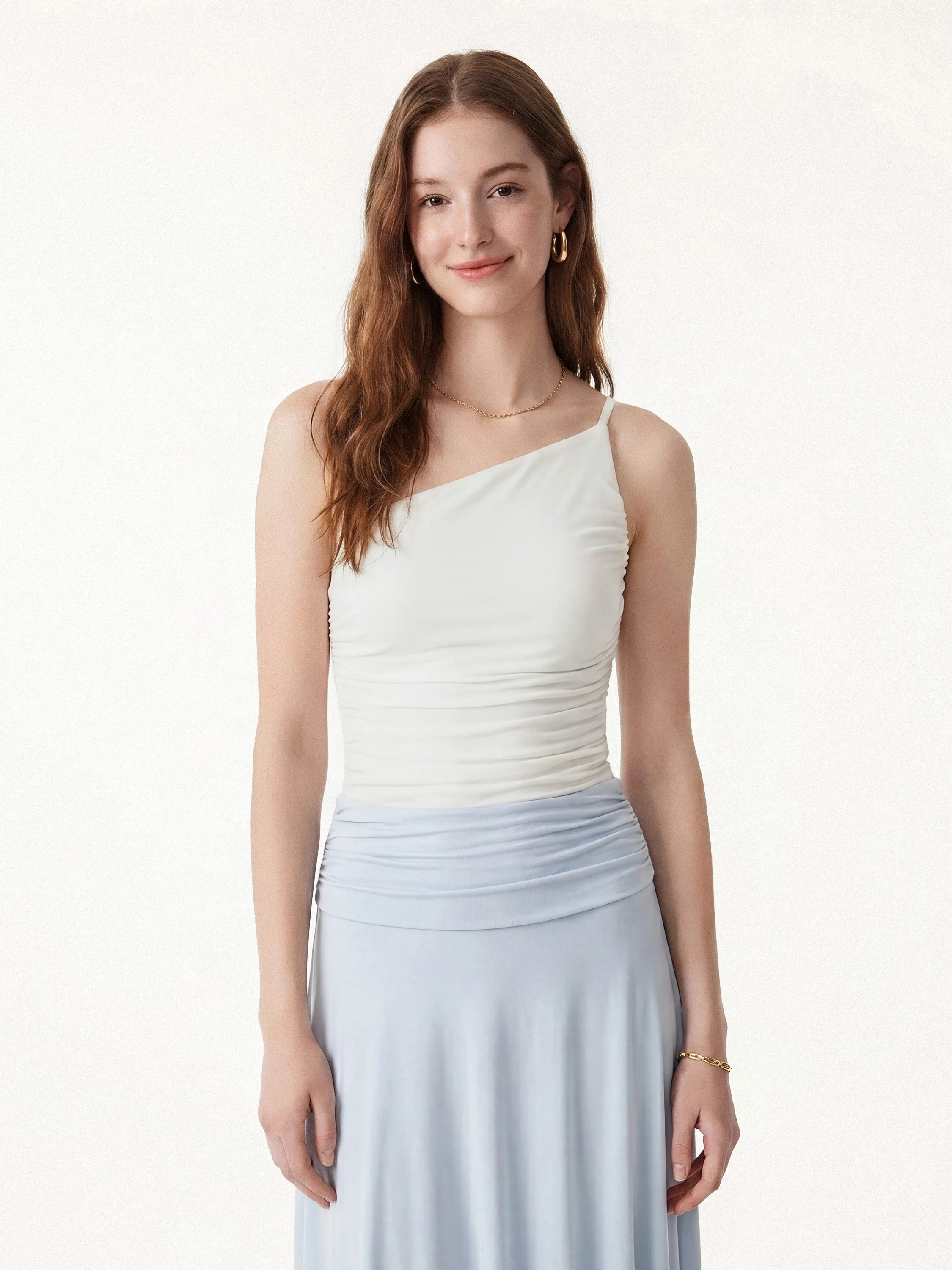 Ruched One Shoulder Asymmetrical Bra Top - Image 10