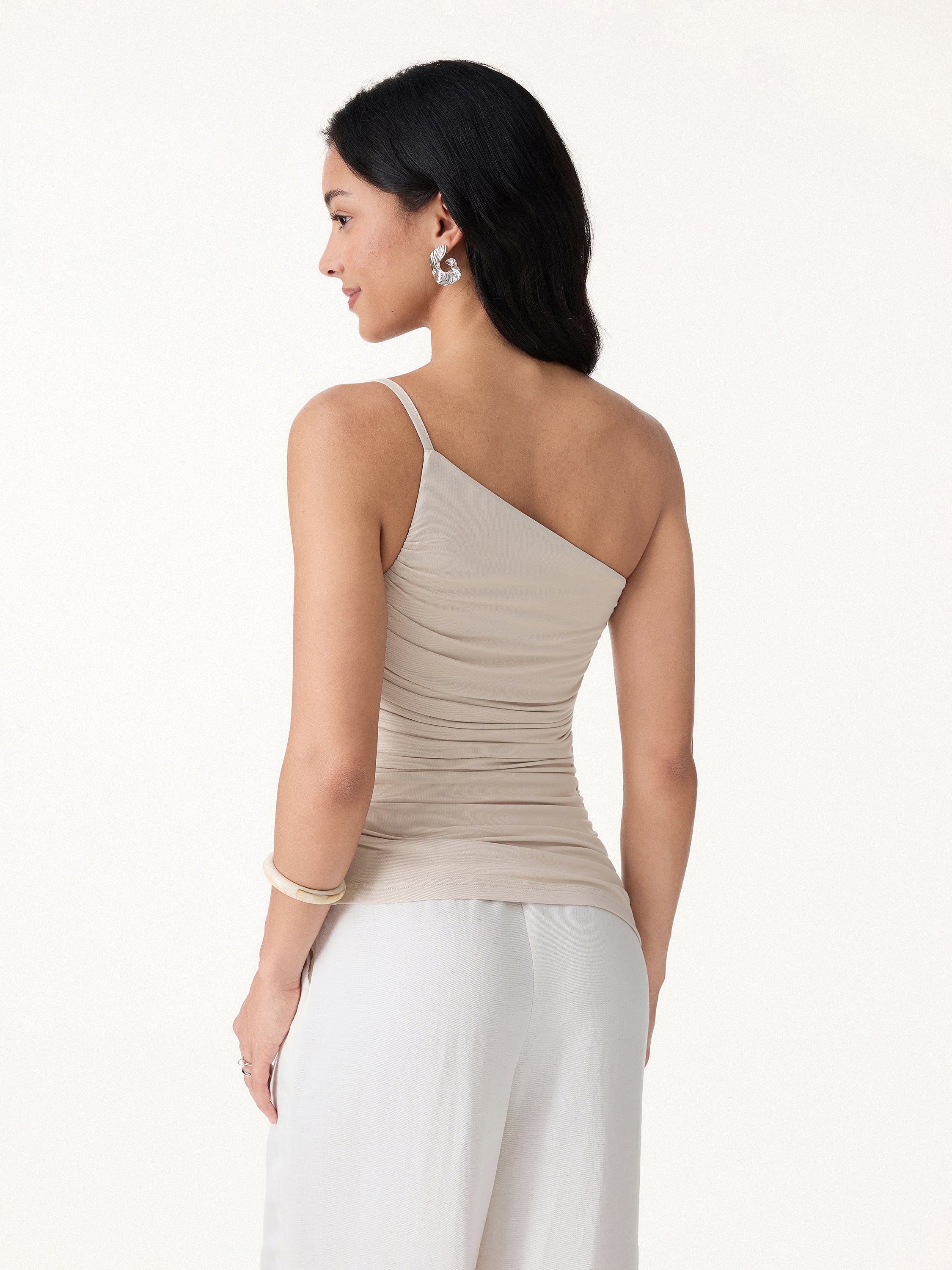 Ruched One Shoulder Asymmetrical Bra Top - Image 6