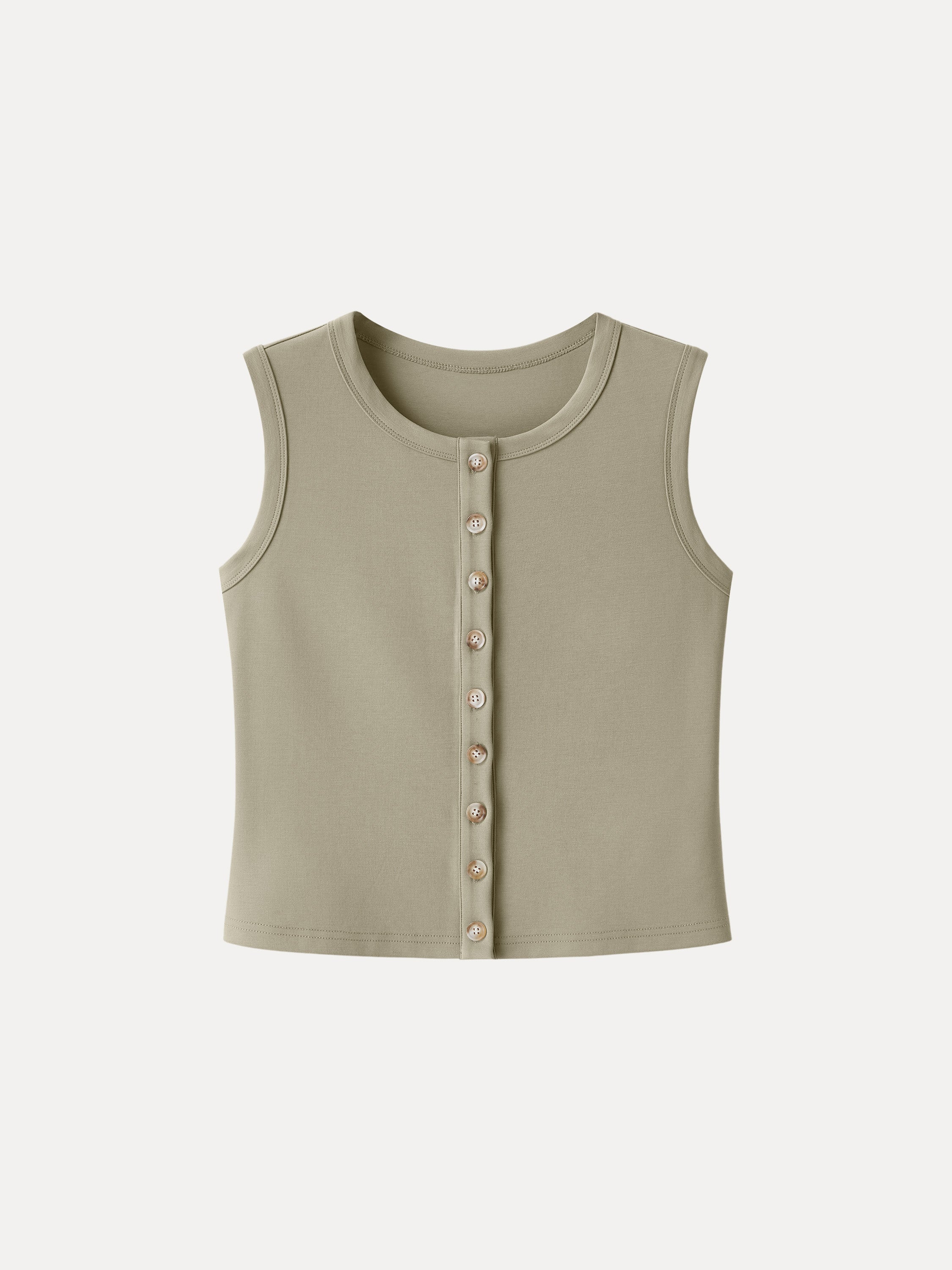Sandwashed Modal Button-Front Cropped Vest - Image 10