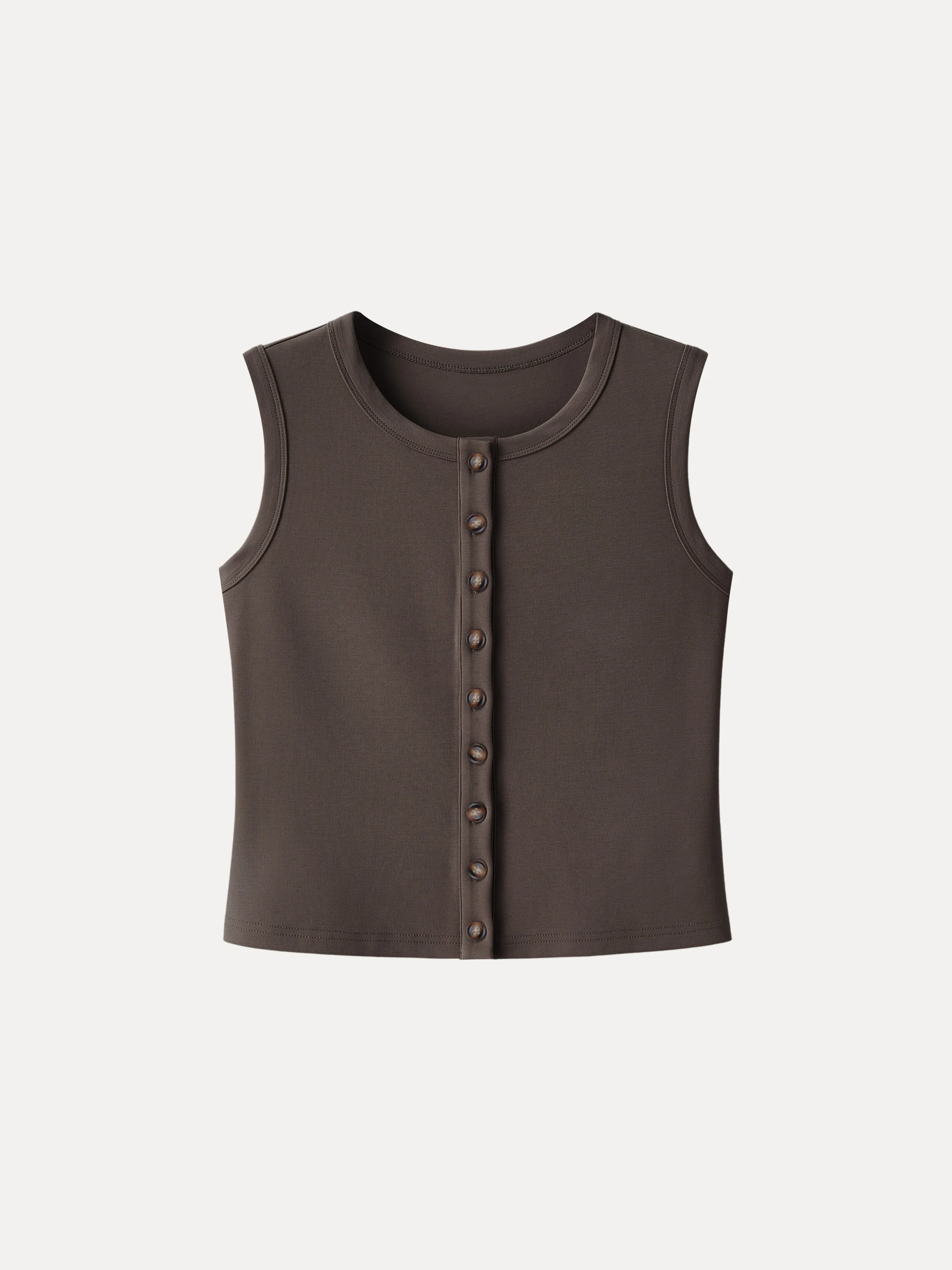 Sandwashed Modal Button-Front Cropped Vest - Image 11