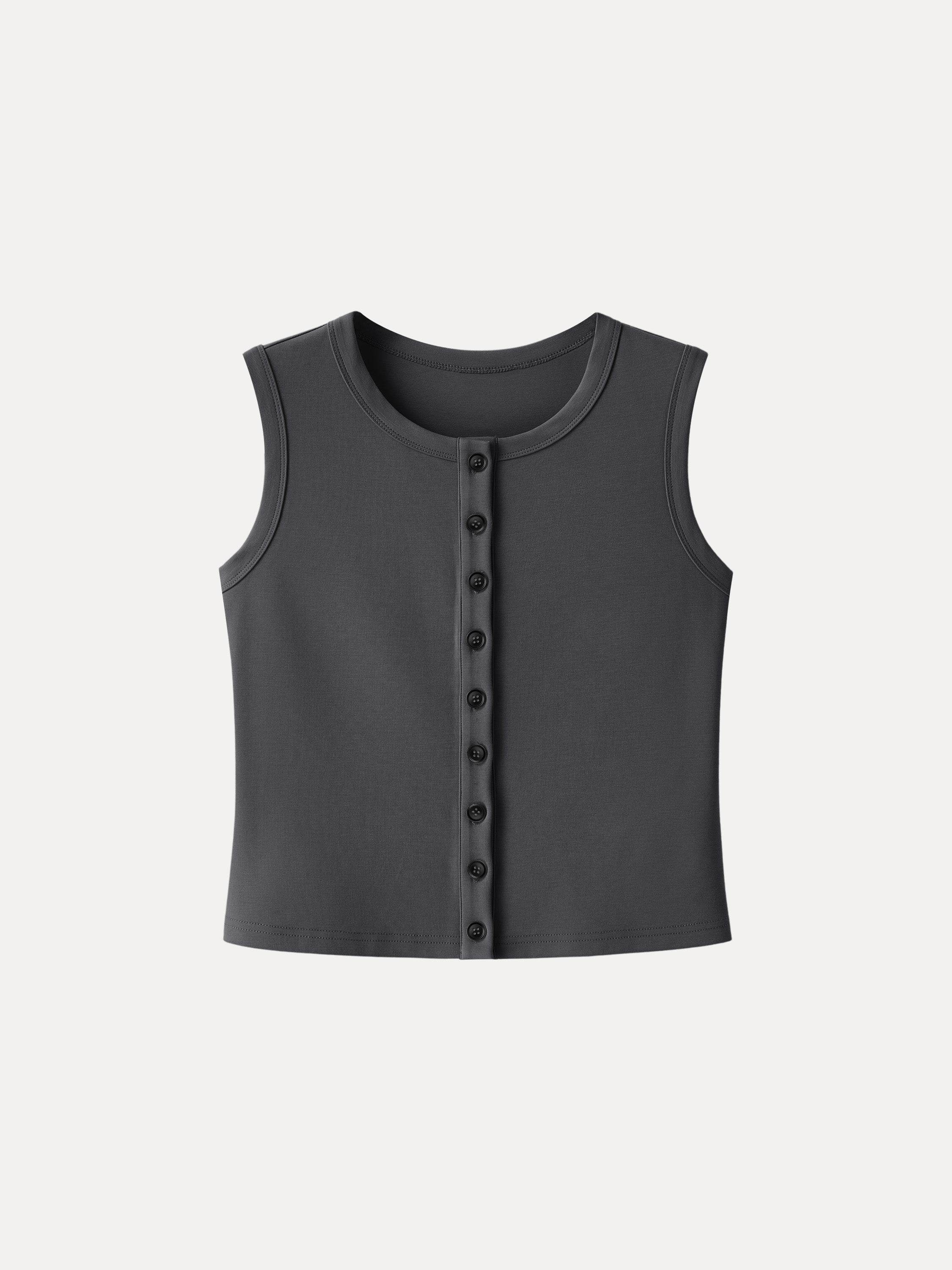 Sandwashed Modal Button-Front Cropped Vest - Image 12