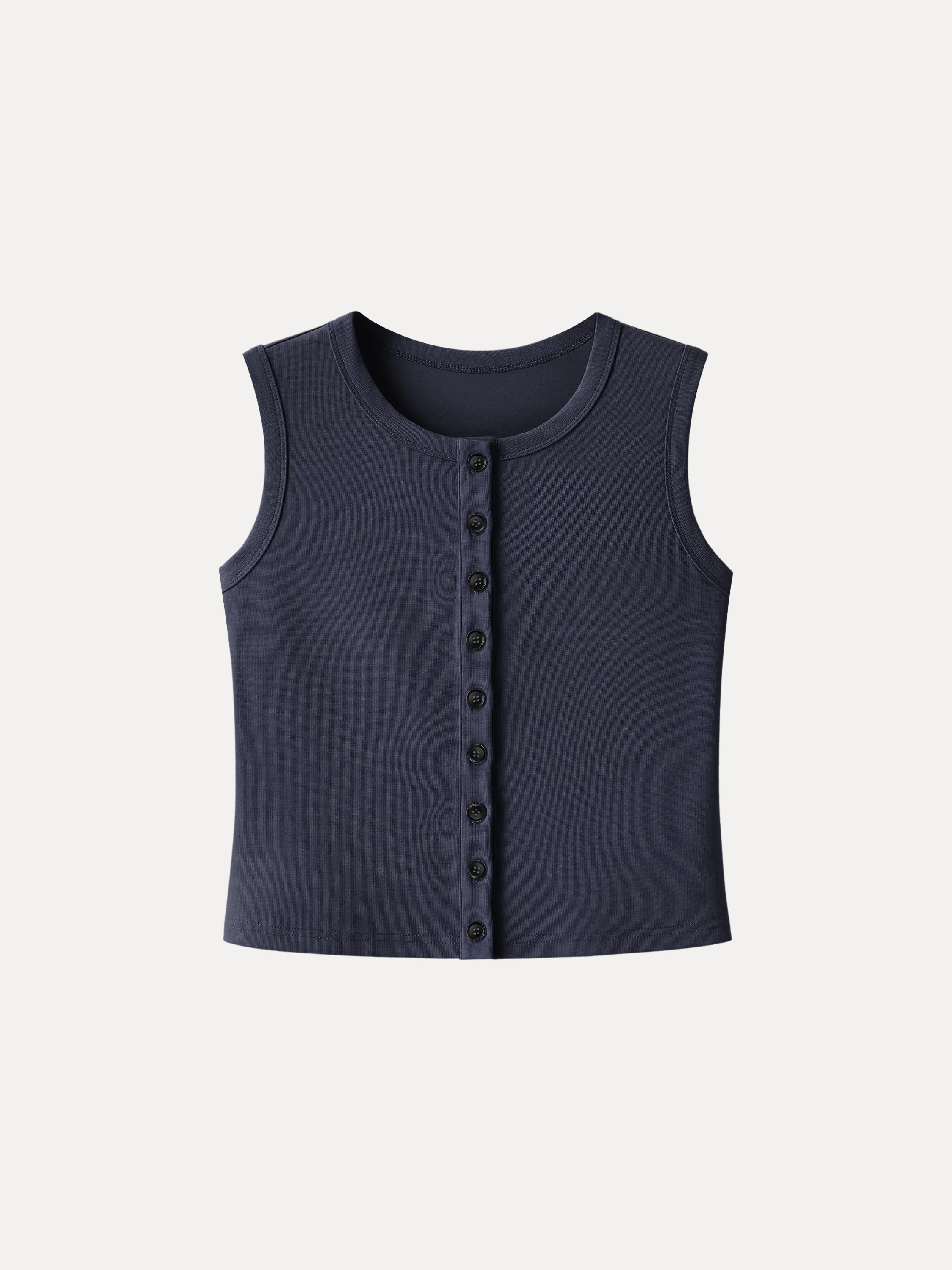 Sandwashed Modal Button-Front Cropped Vest - Image 13