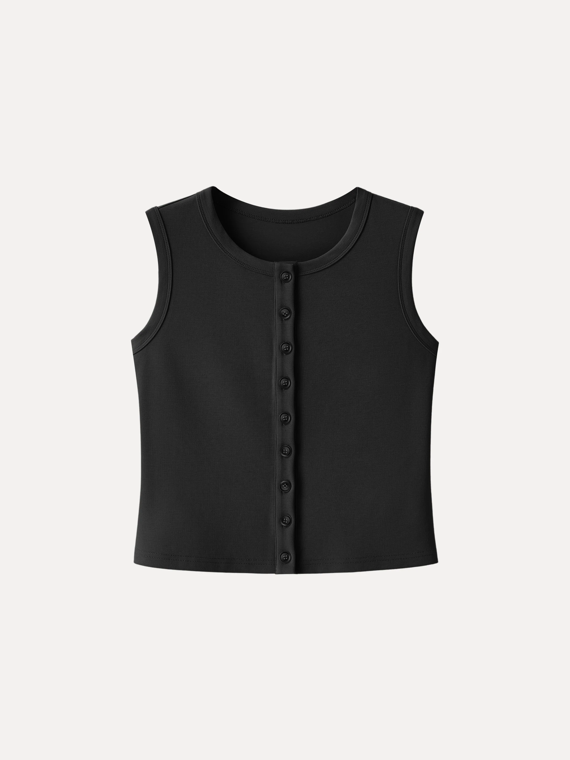 Sandwashed Modal Button-Front Cropped Vest - Image 14