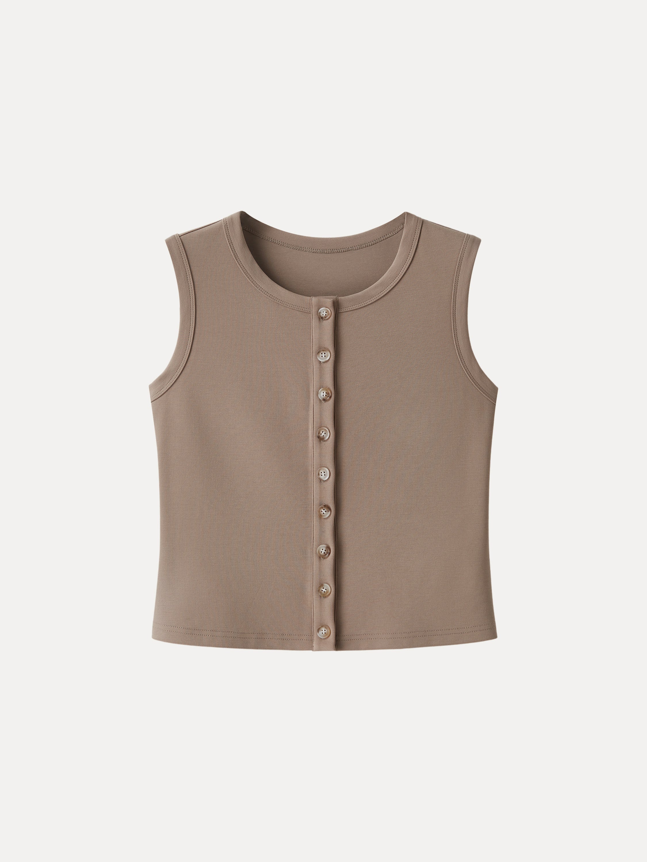 Sandwashed Modal Button-Front Cropped Vest - Image 7