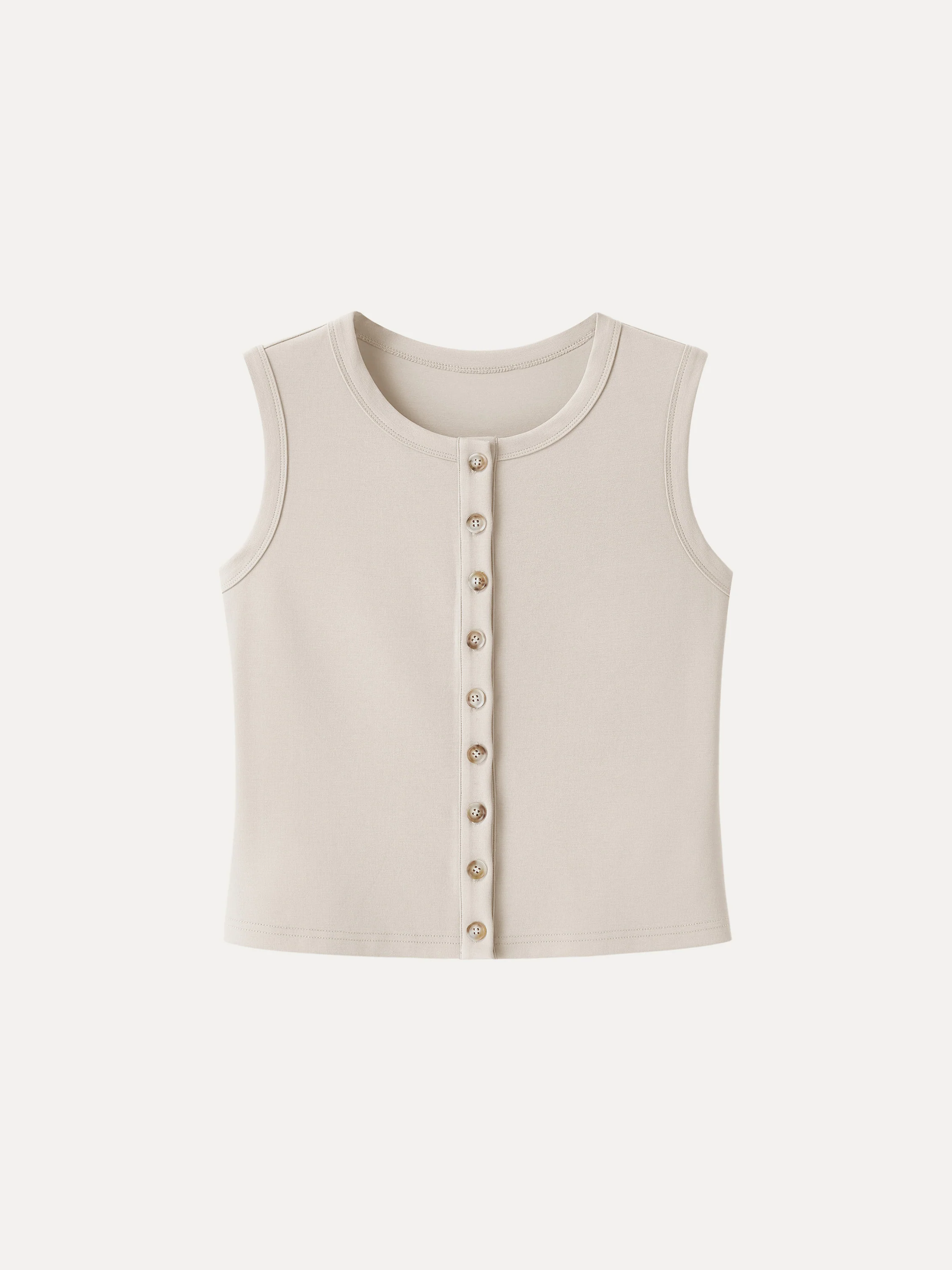 Sandwashed Modal Button-Front Cropped Vest - Image 9