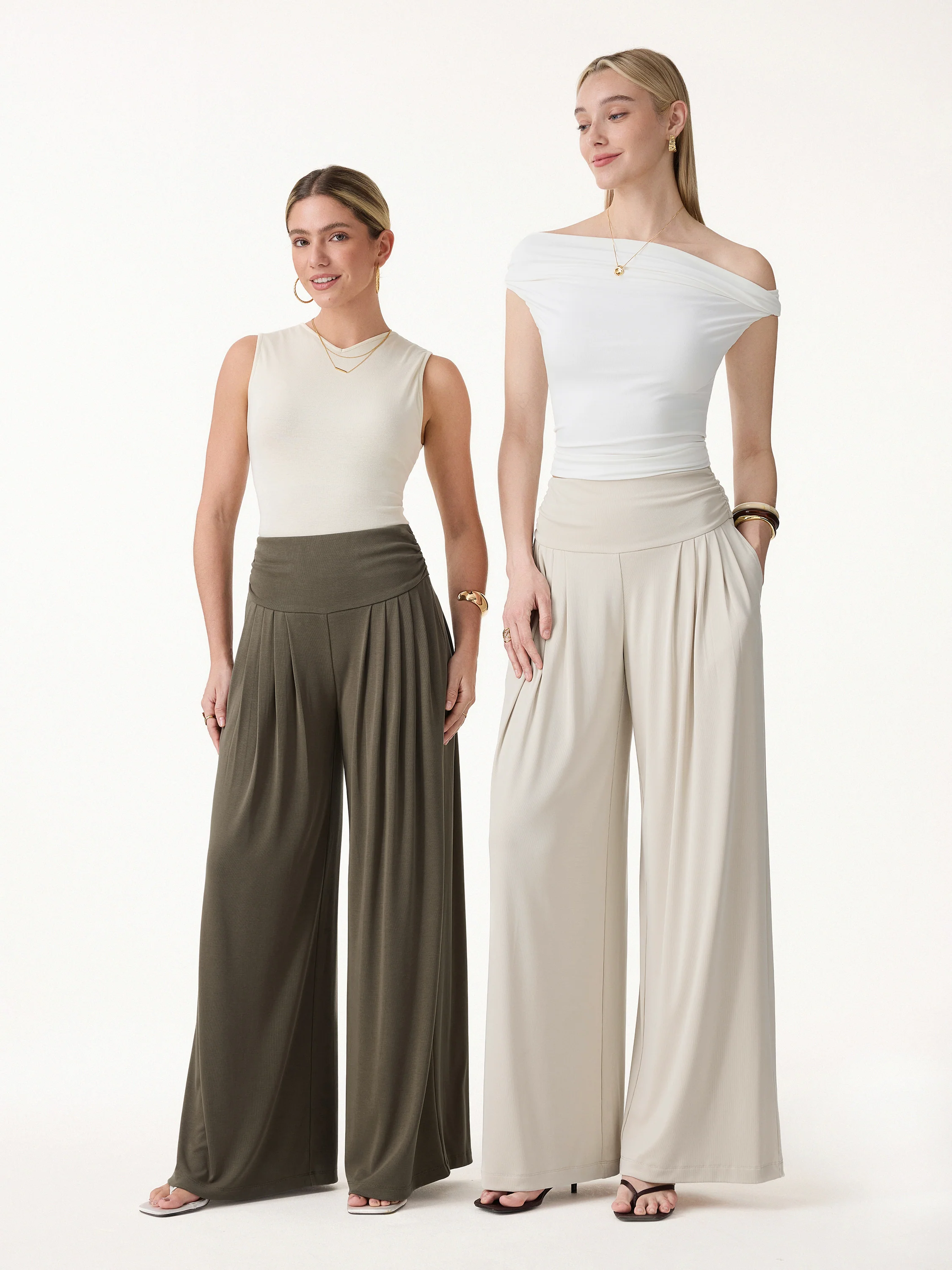 Sandwashed Super Flowy Tucked Palazzo Pant with Pockets - Image 20