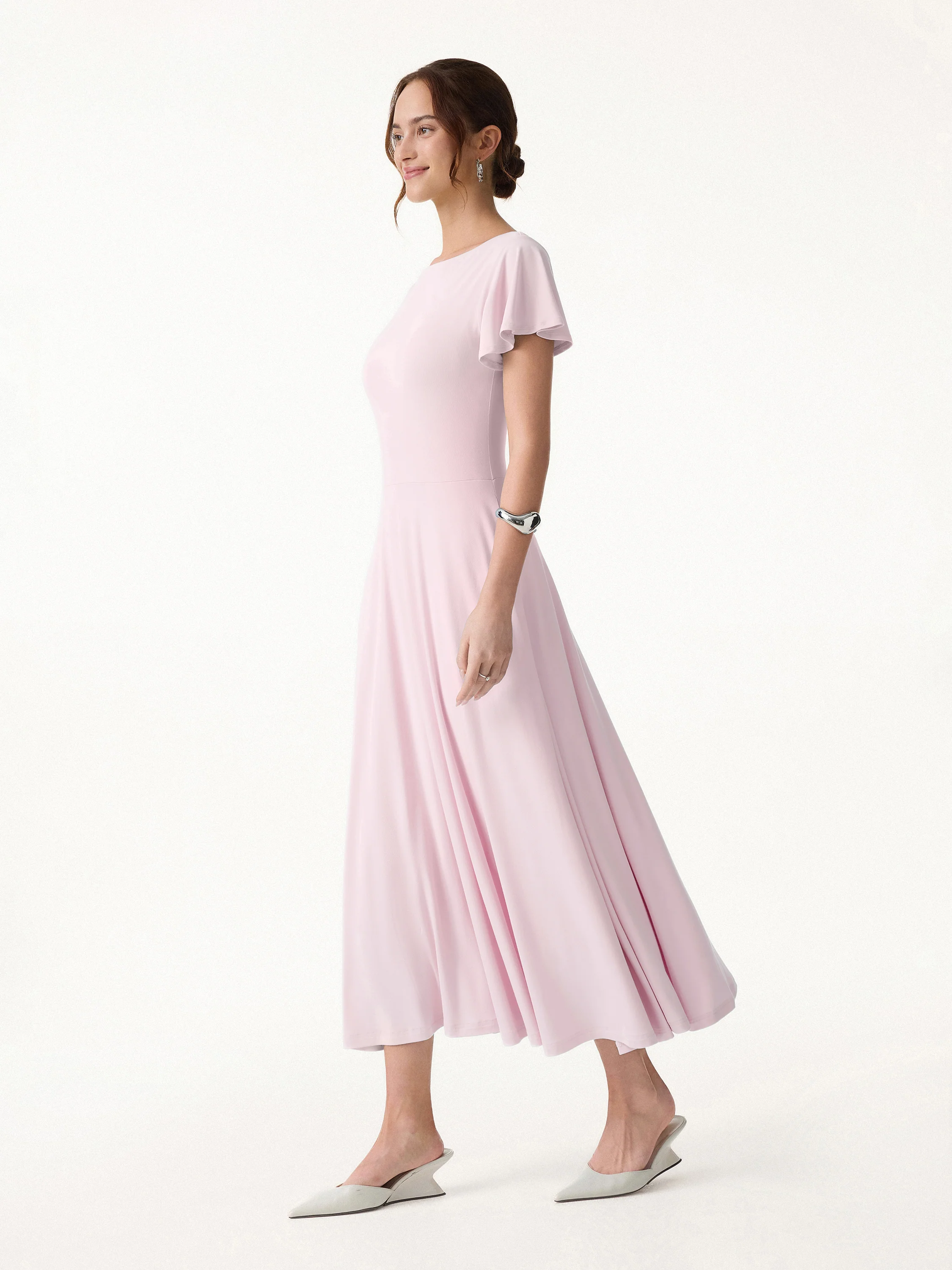 SkinKiss Boatneck Fit-and-Flare Maxi Travel Bra Dress with Pockets