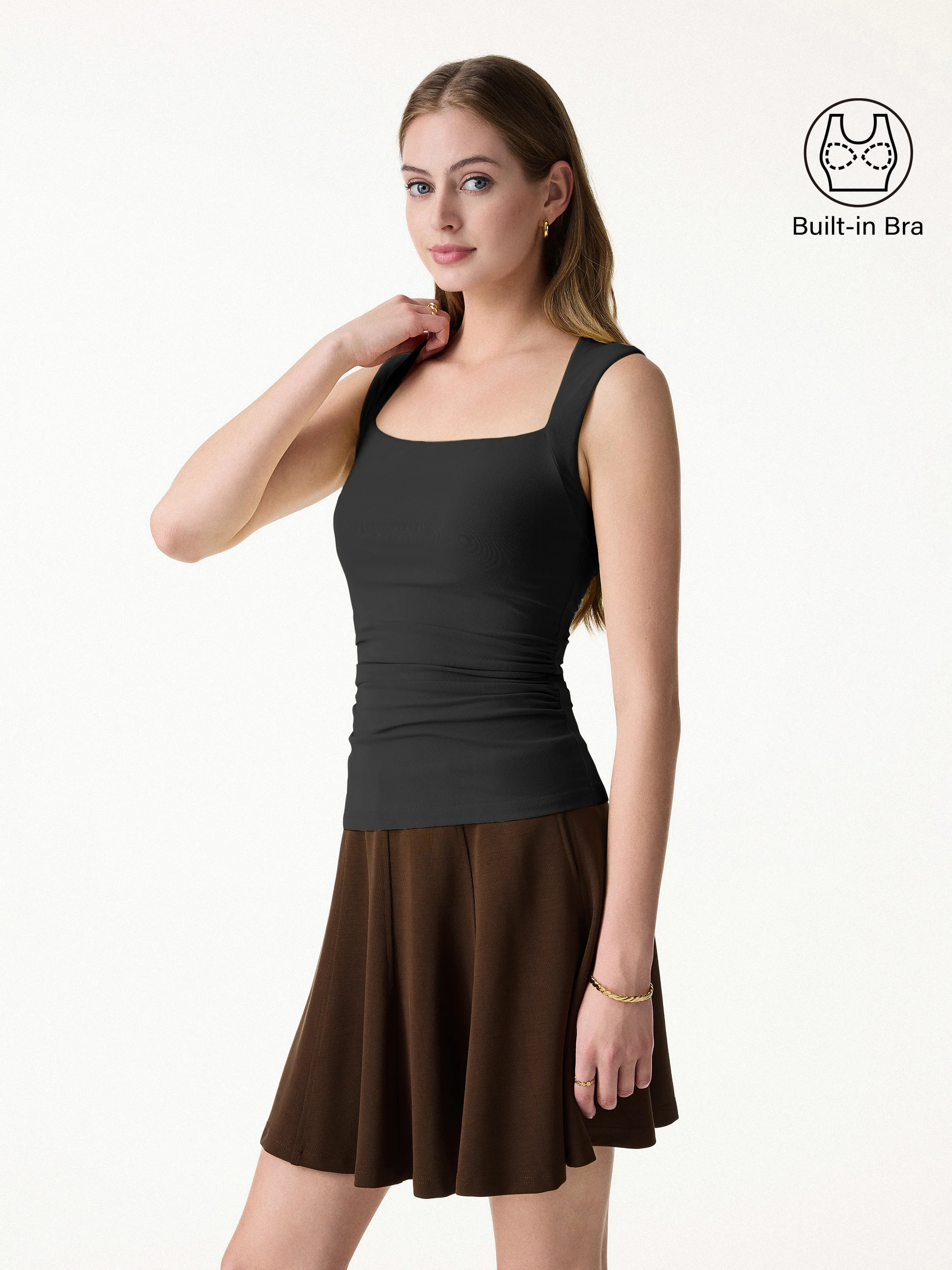 SkinKiss Angular Square Neck Ruched Bra Top
