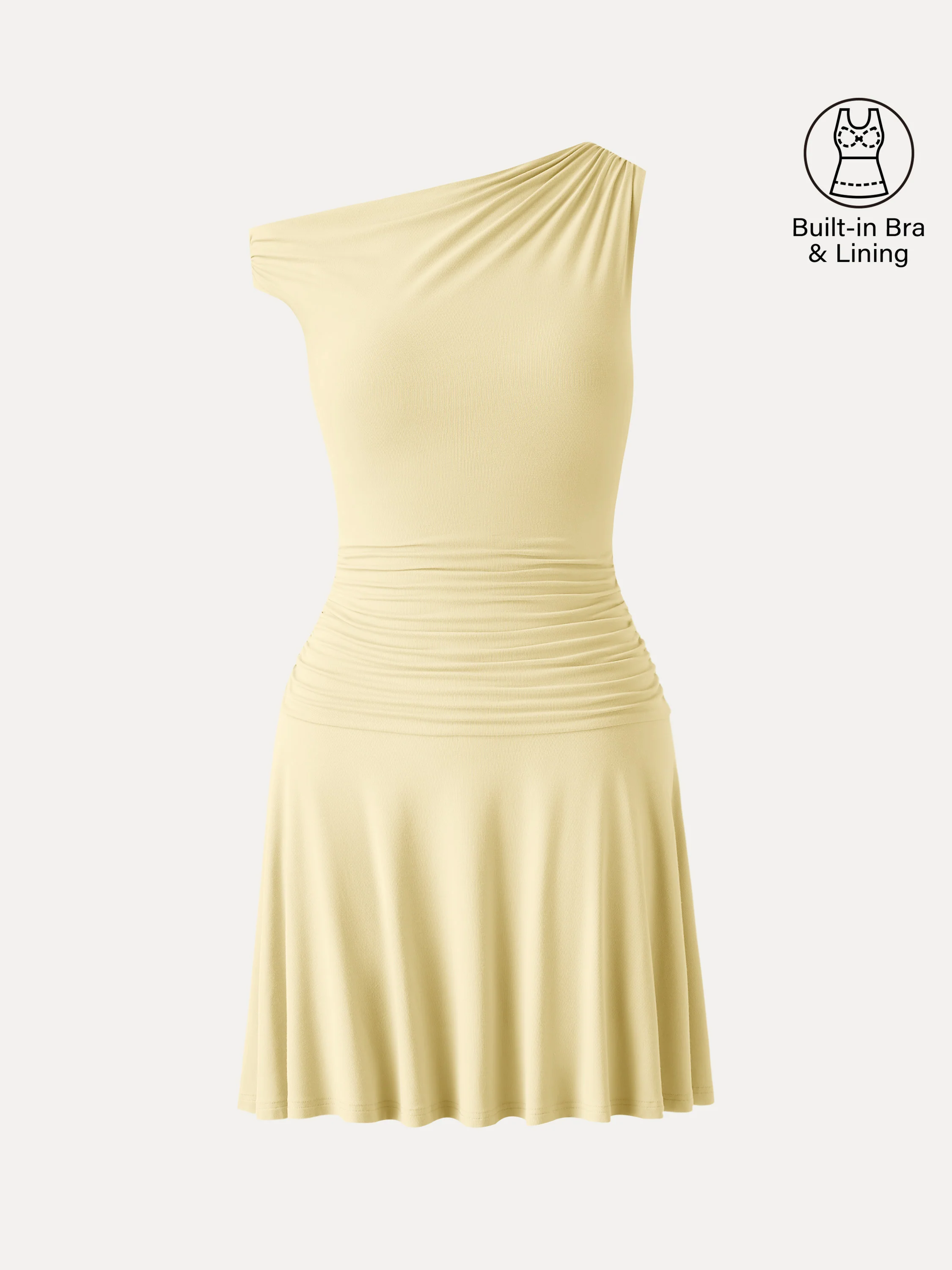 SkinKiss Asymmetrical Ruched Fit-and-Flare Mini Bra Dress - Image 12