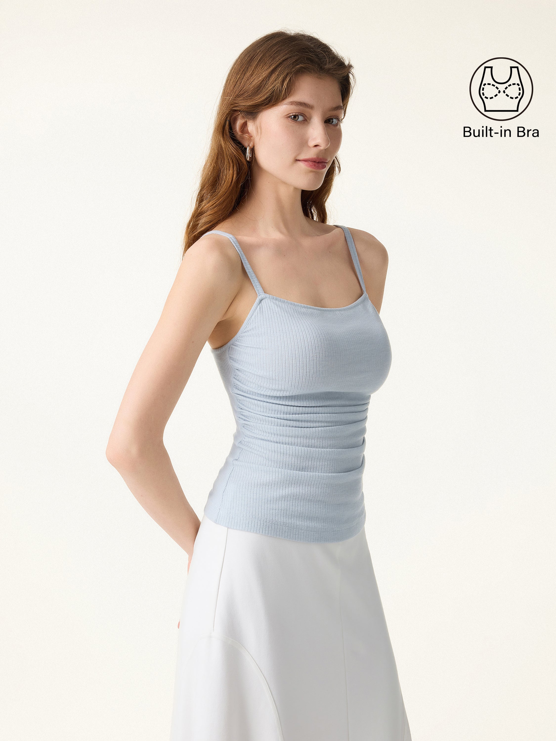 Soft Textured Adjustable Spaghetti Bra Tank