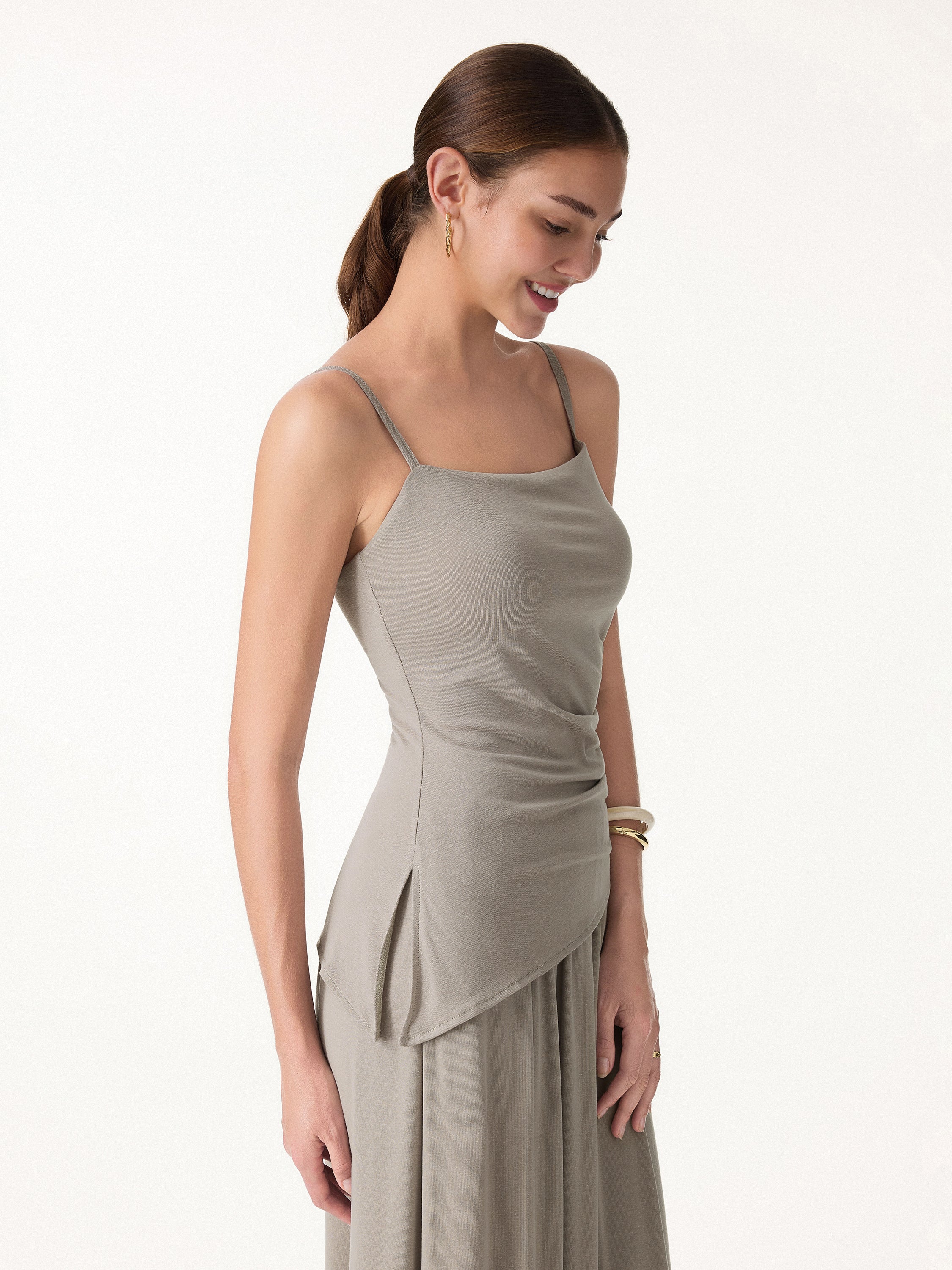Spaghetti Bra Top with Side Slit
