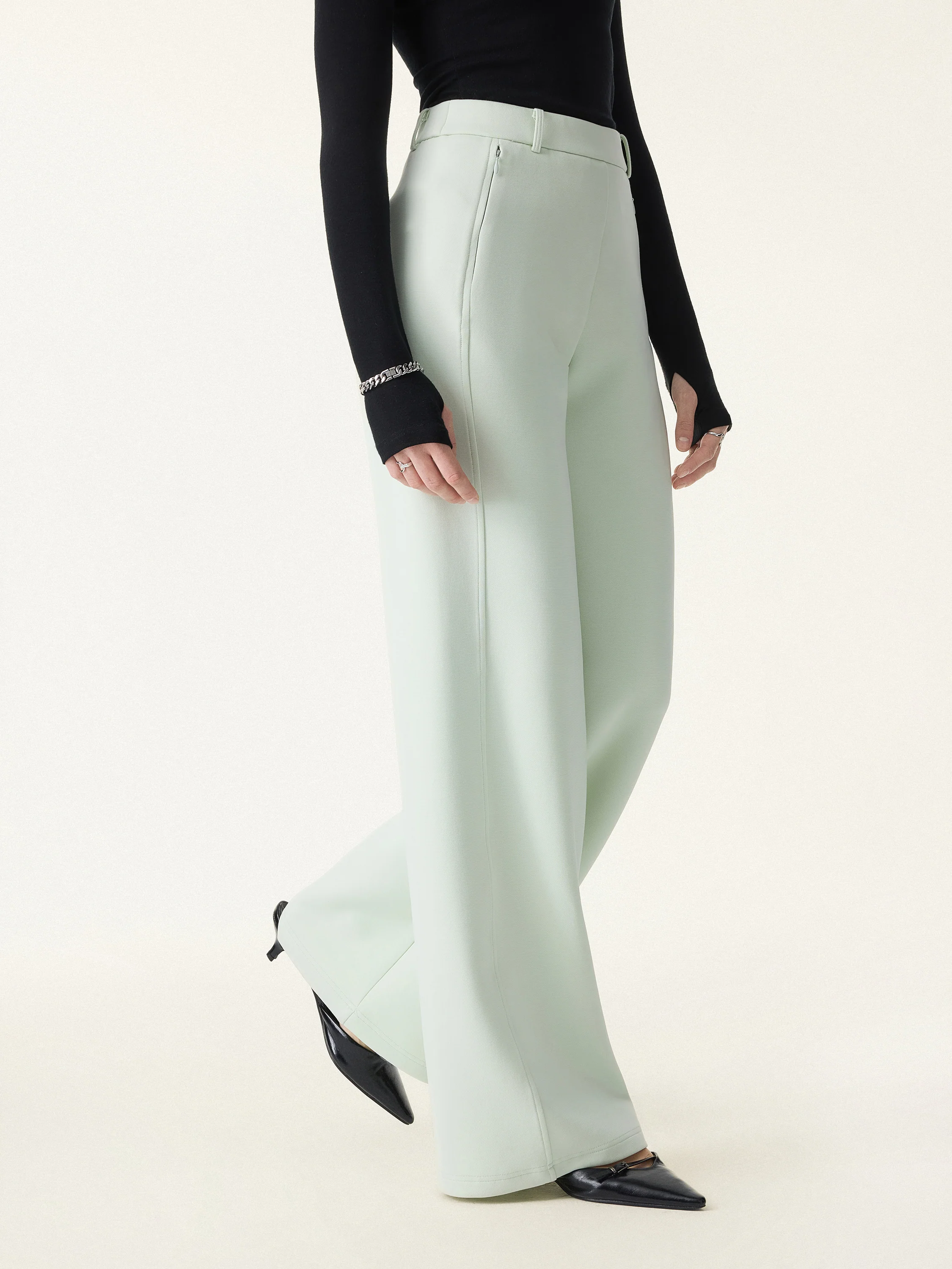 Stretch Cotton Blend Slimming High Rise Wide Leg Pant - Image 10