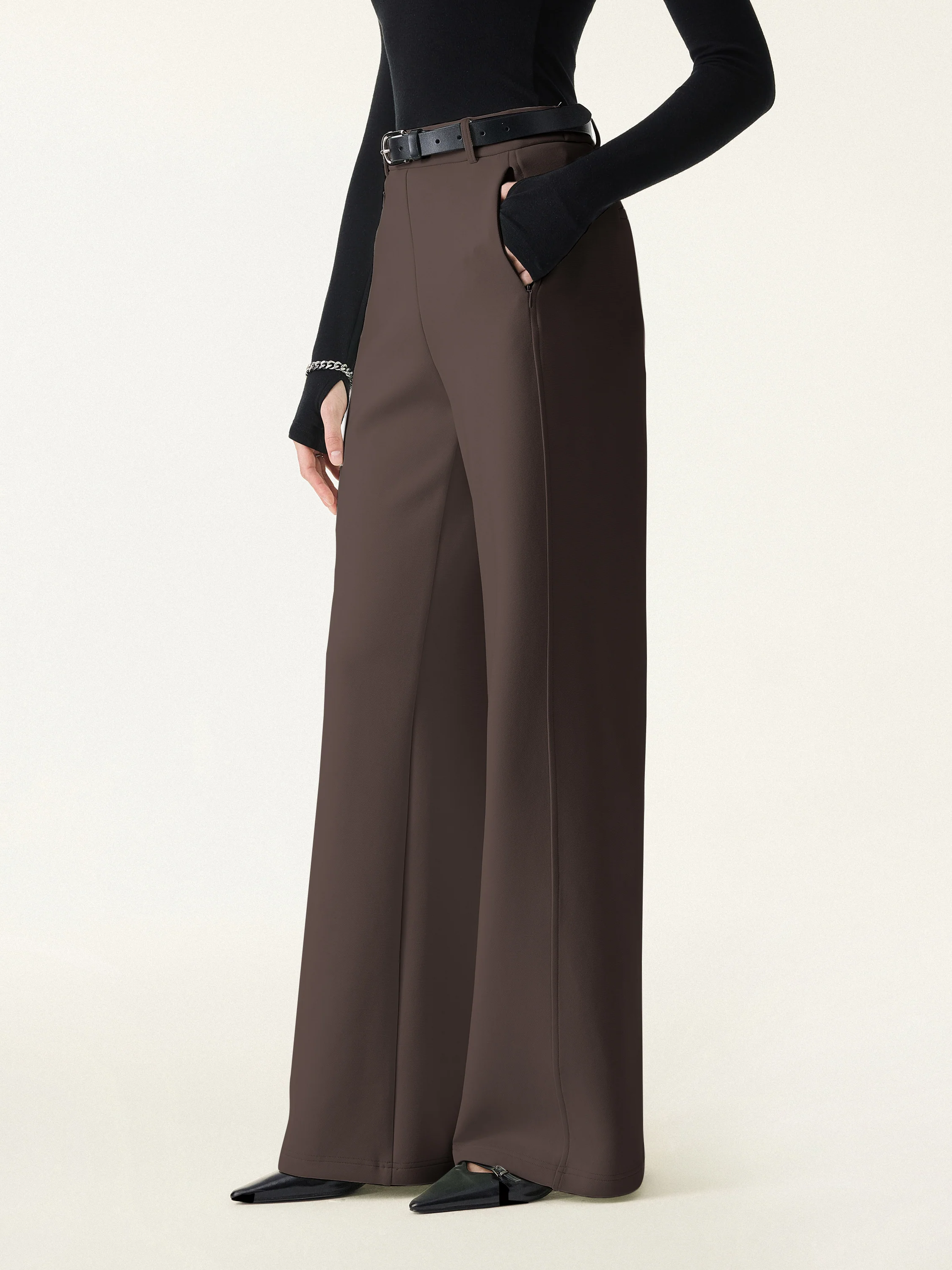 Stretch Cotton Blend Slimming High Rise Wide Leg Pant - Image 23