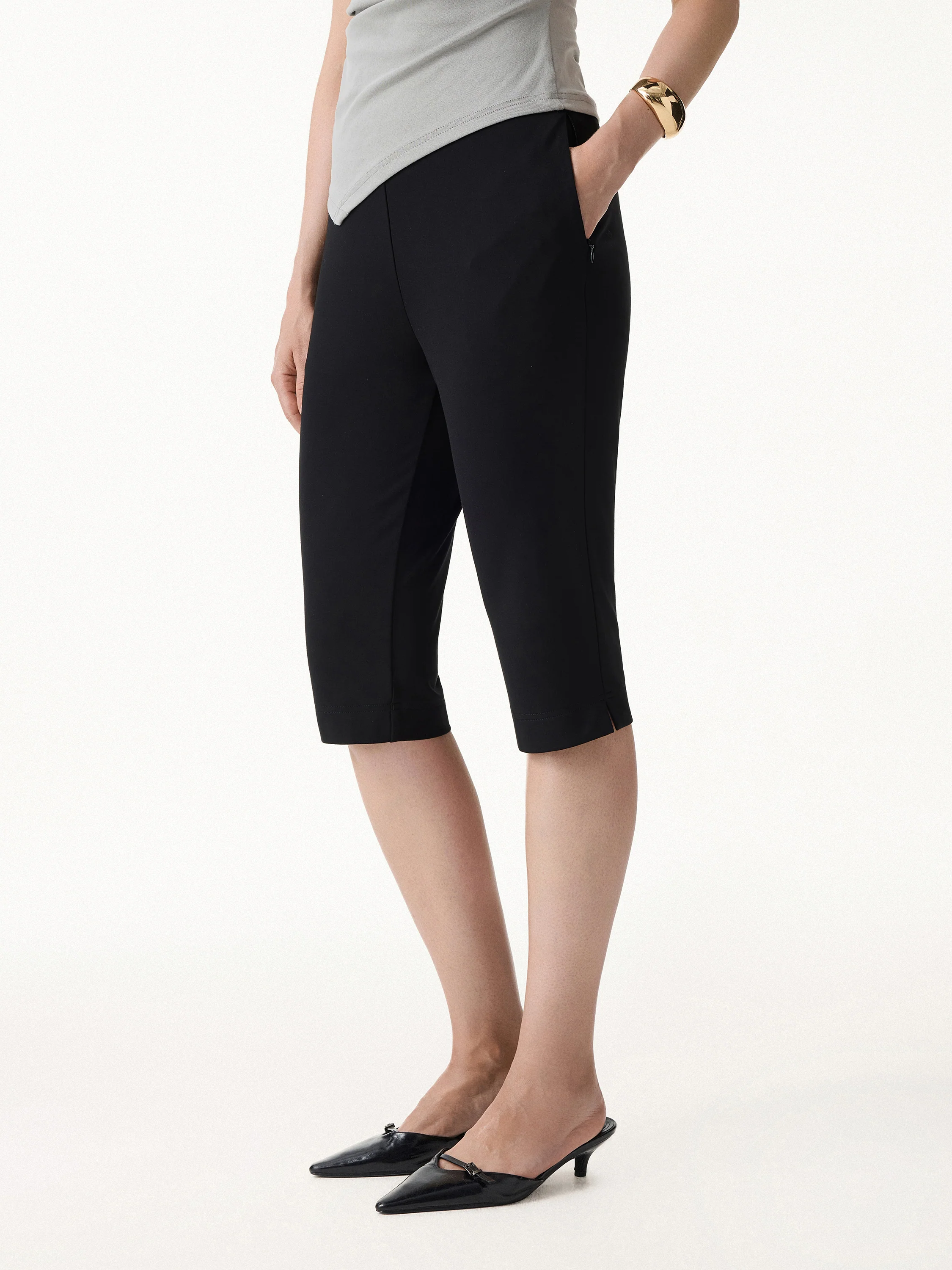Stretch Ponte Chic Capri Pant with Pockets - Image 3