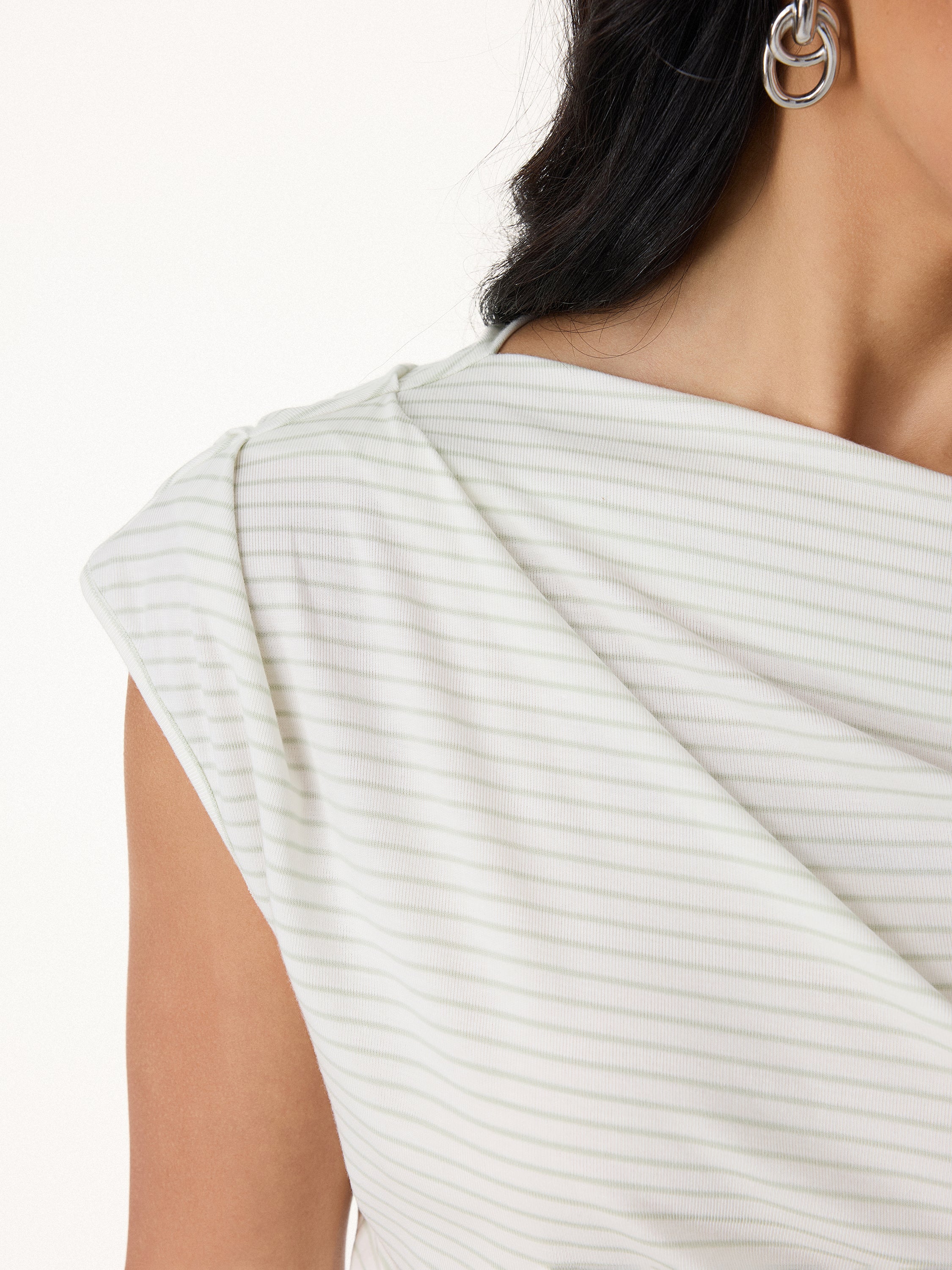 Striped Asymmetrical Neck Top - Image 2