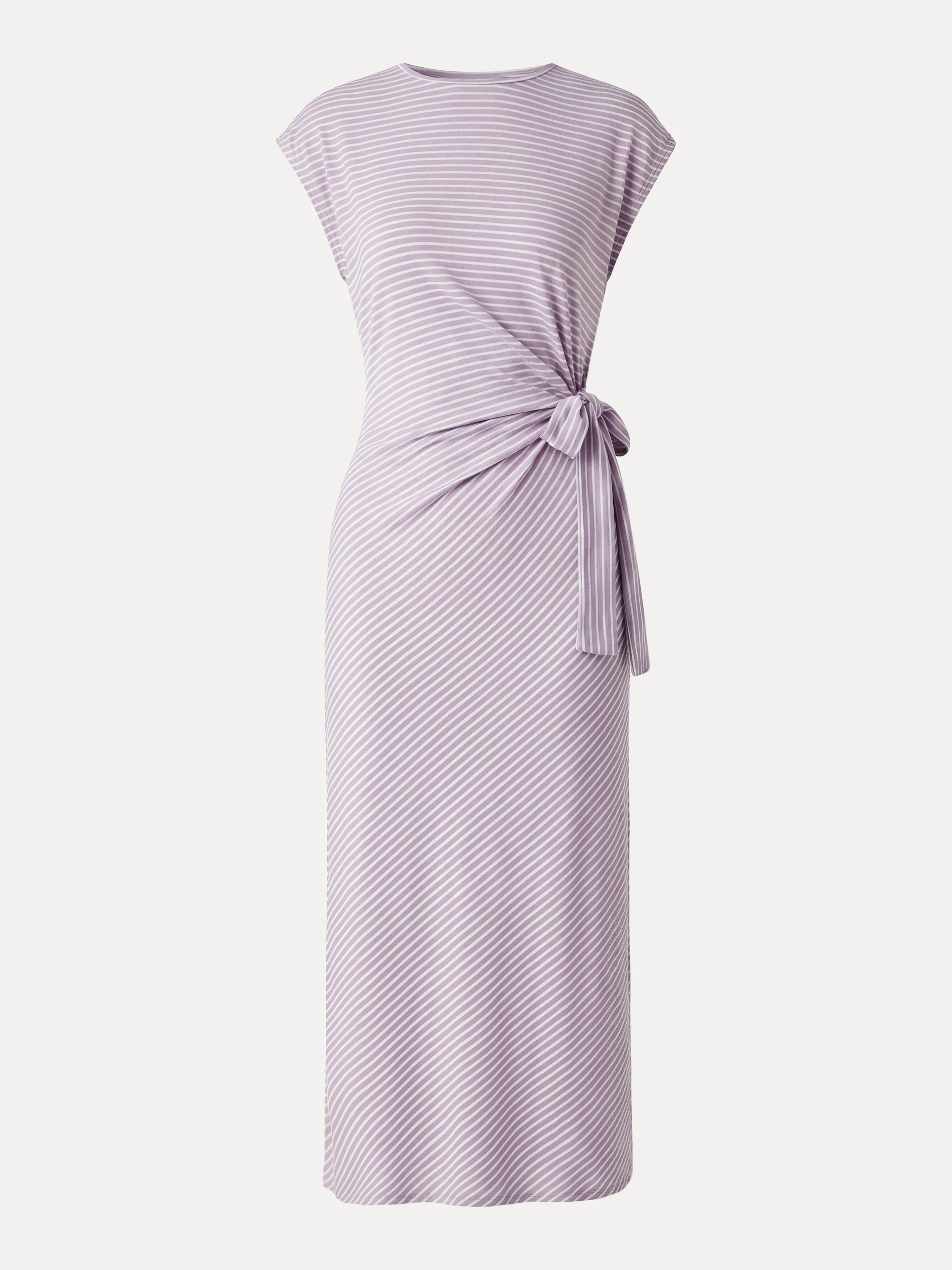 Striped Relaxed Midi Dress with Self-Tie - Image 13