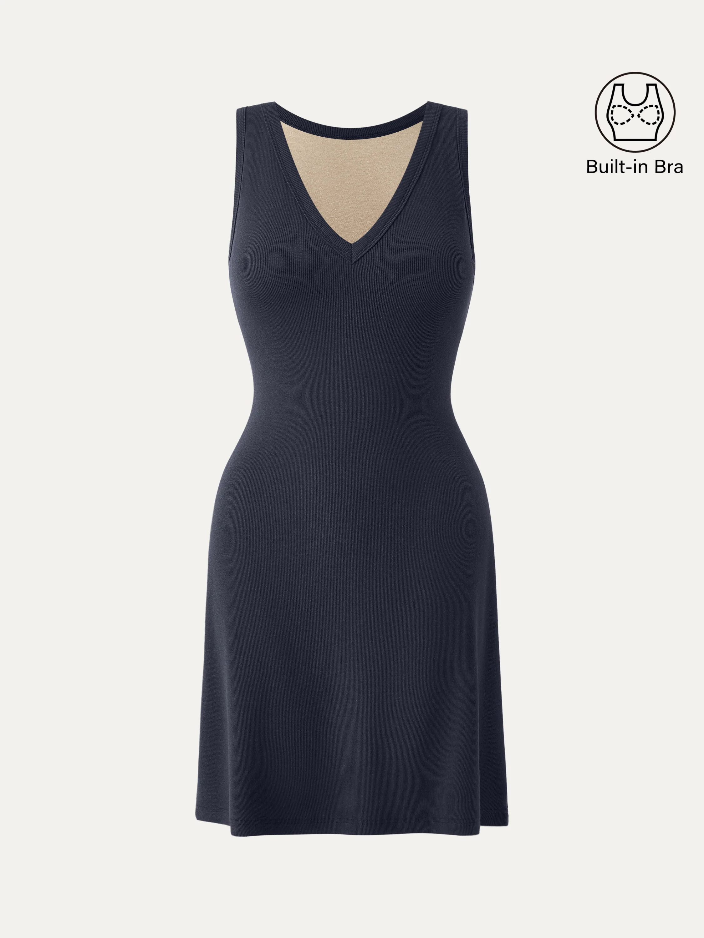 Flattering V-neck A-line New Airy Bra Tank Dress - Image 2