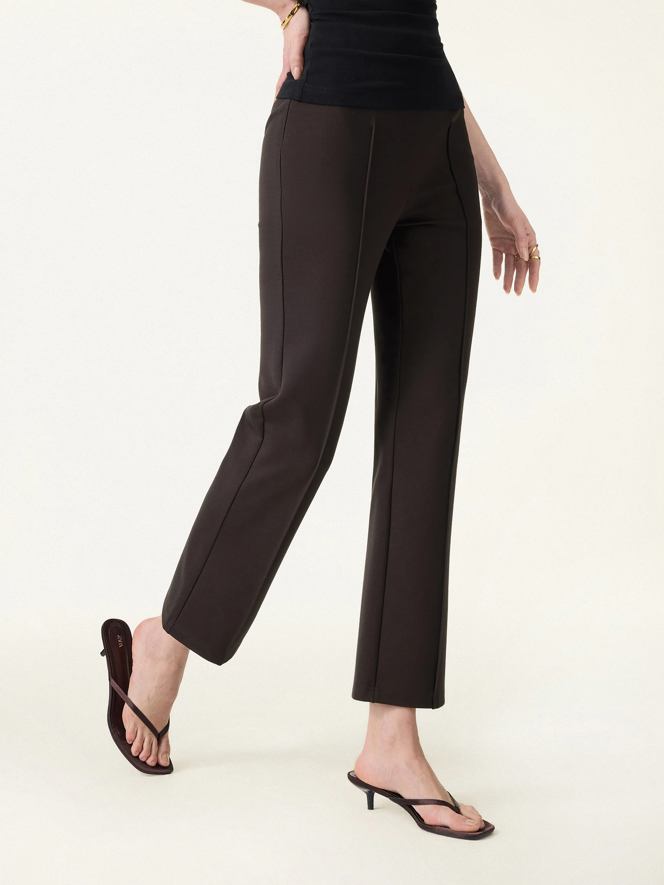 Wrinkle-Resistant High Rise Cropped Flare Leg Travel Pant