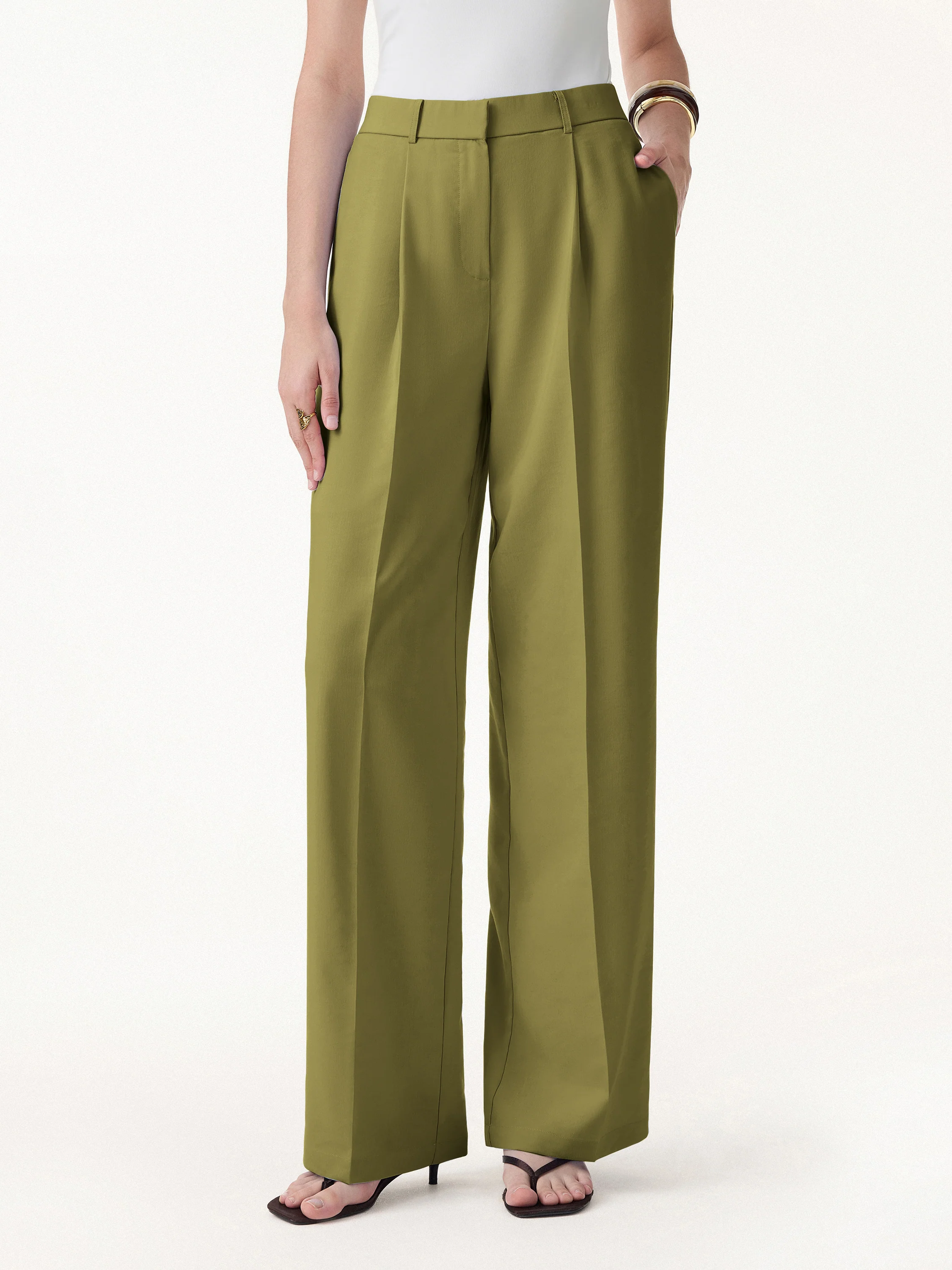 Linen Blend Wide Leg Pants - Image 15